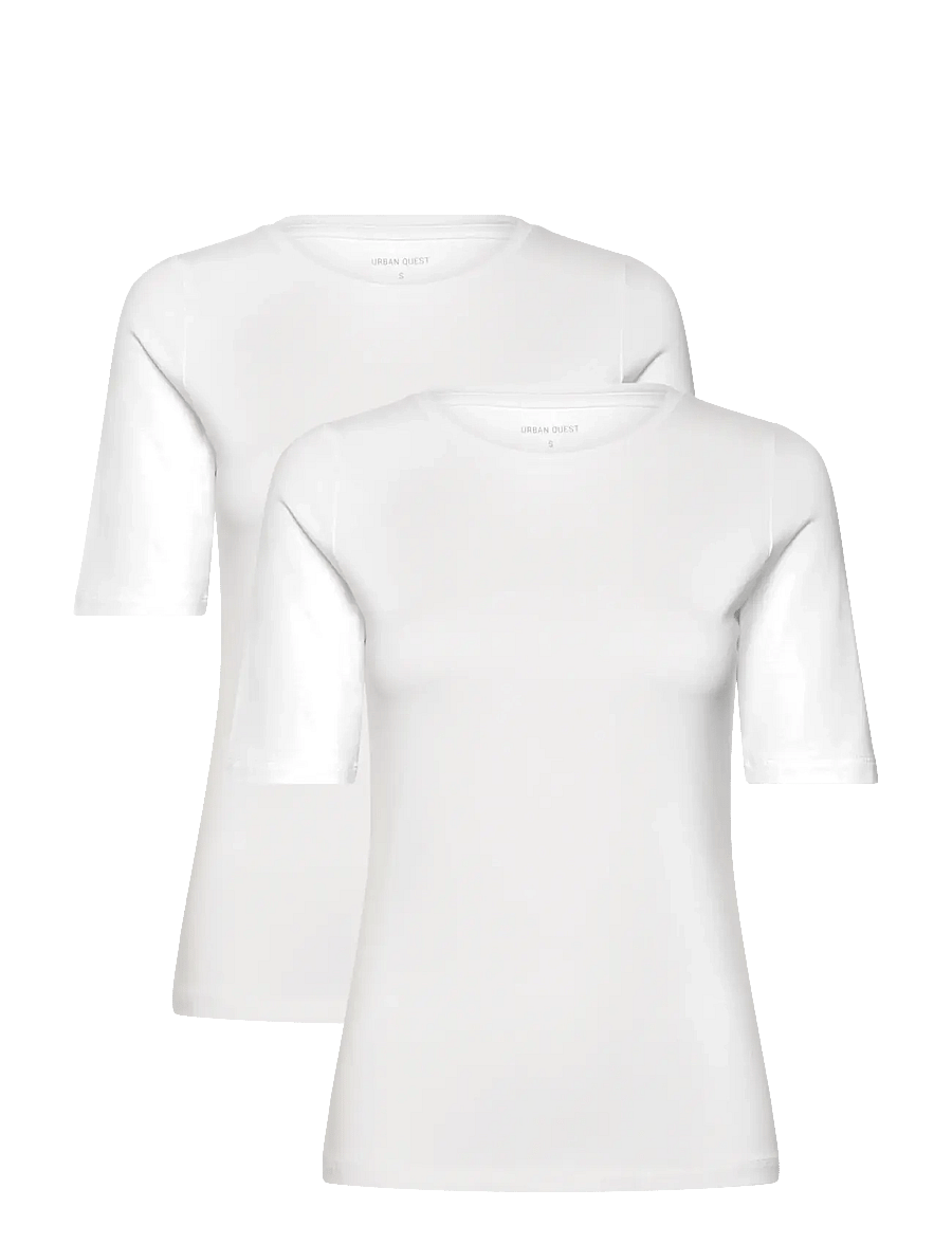 URBAN QUEST - 2-Pack Women Bamboo Shortsleeved T-shirt Slim Fit - t-shirts - white - 1