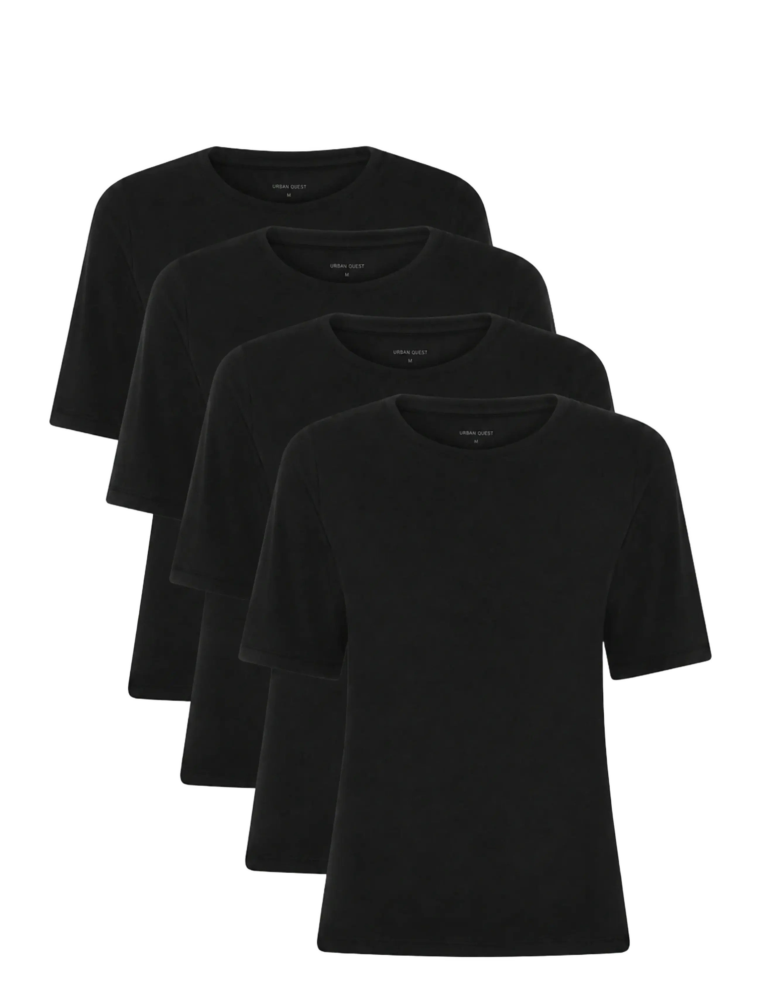 URBAN QUEST 4-Pack Women Bamboo shortsleeved T-shirt Slim Fit - T-shirts & Toppe - BLACK / black