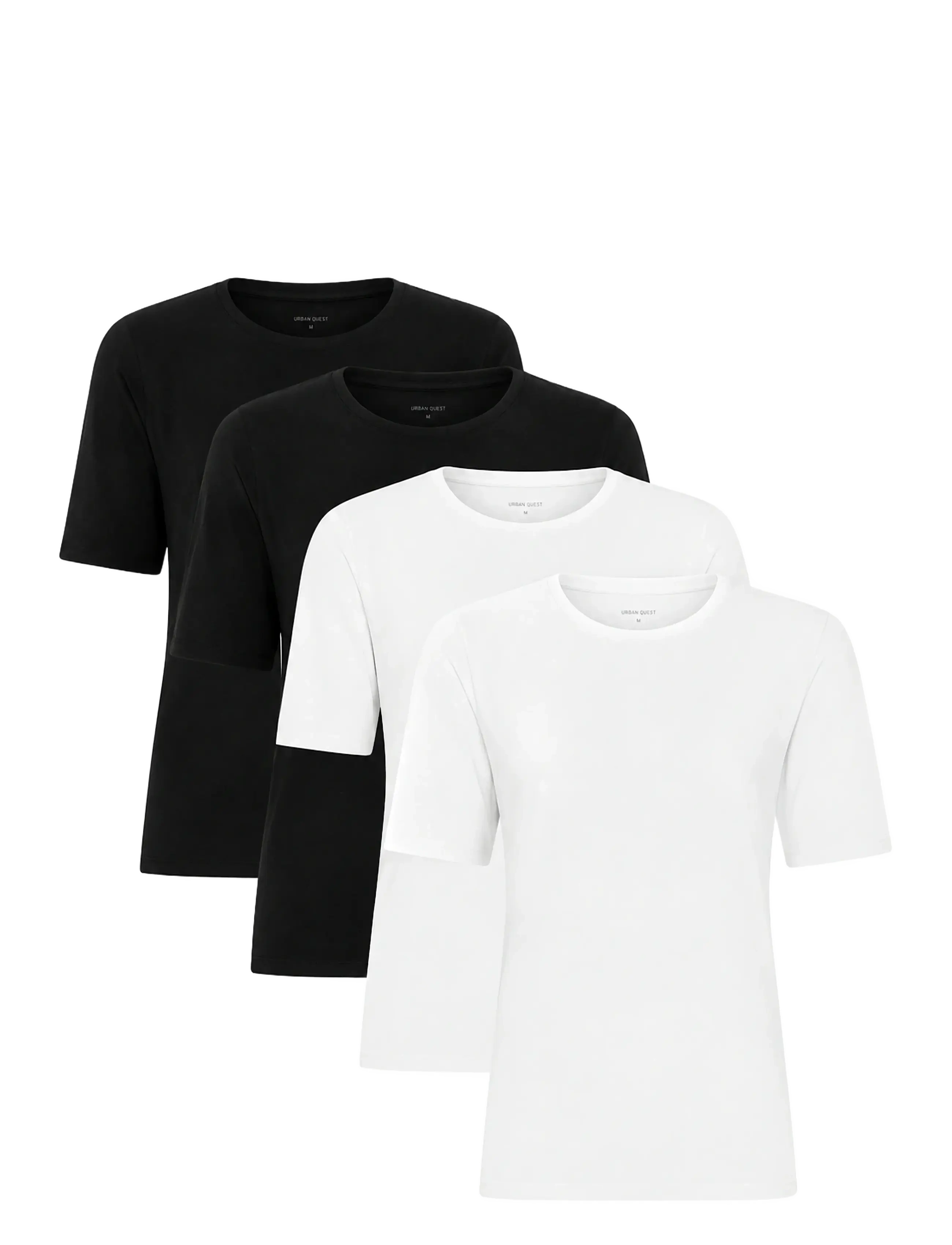 URBAN QUEST 4-Pack Women Bamboo shortsleeved T-shirt Slim Fit - Efterårsbesparelser - BLACK , WHITE / black