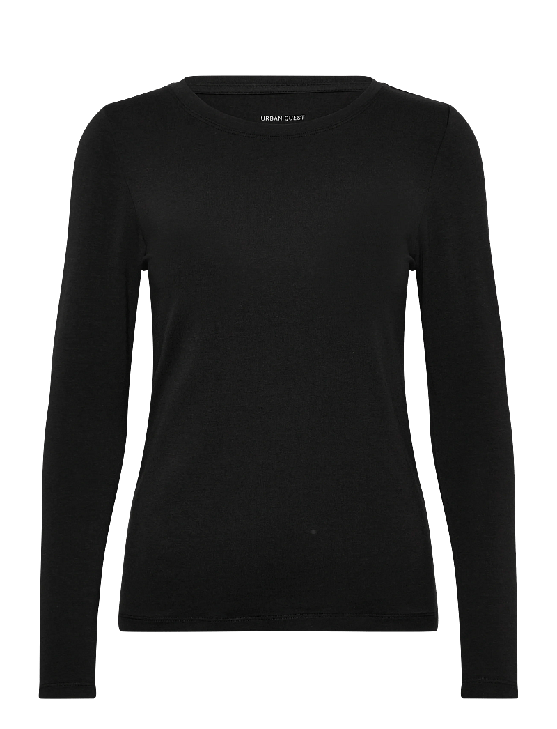 URBAN QUEST - Women Bamboo L/S T-shirt Slim Fit - langærmede toppe - black - 0