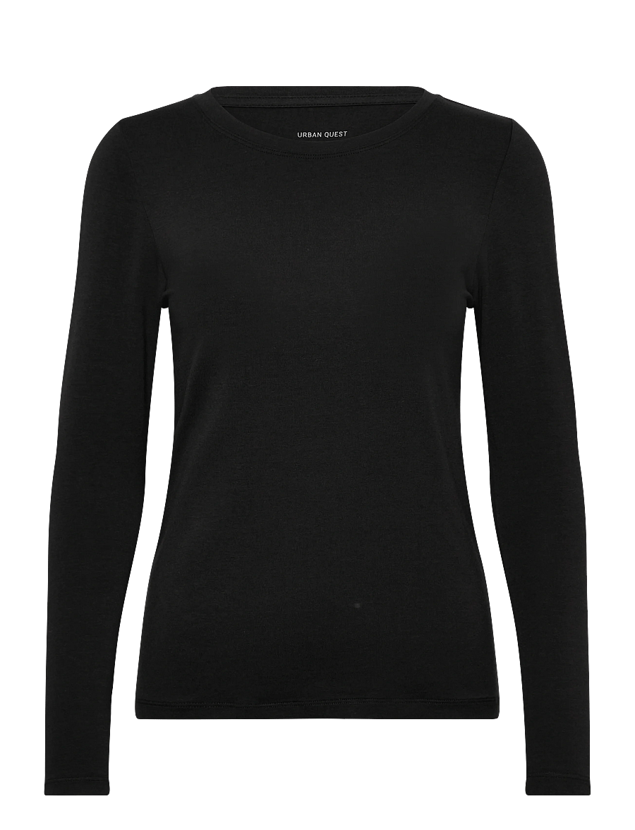 URBAN QUEST - Women Bamboo L/S T-shirt Slim Fit - langærmede toppe - black - 1