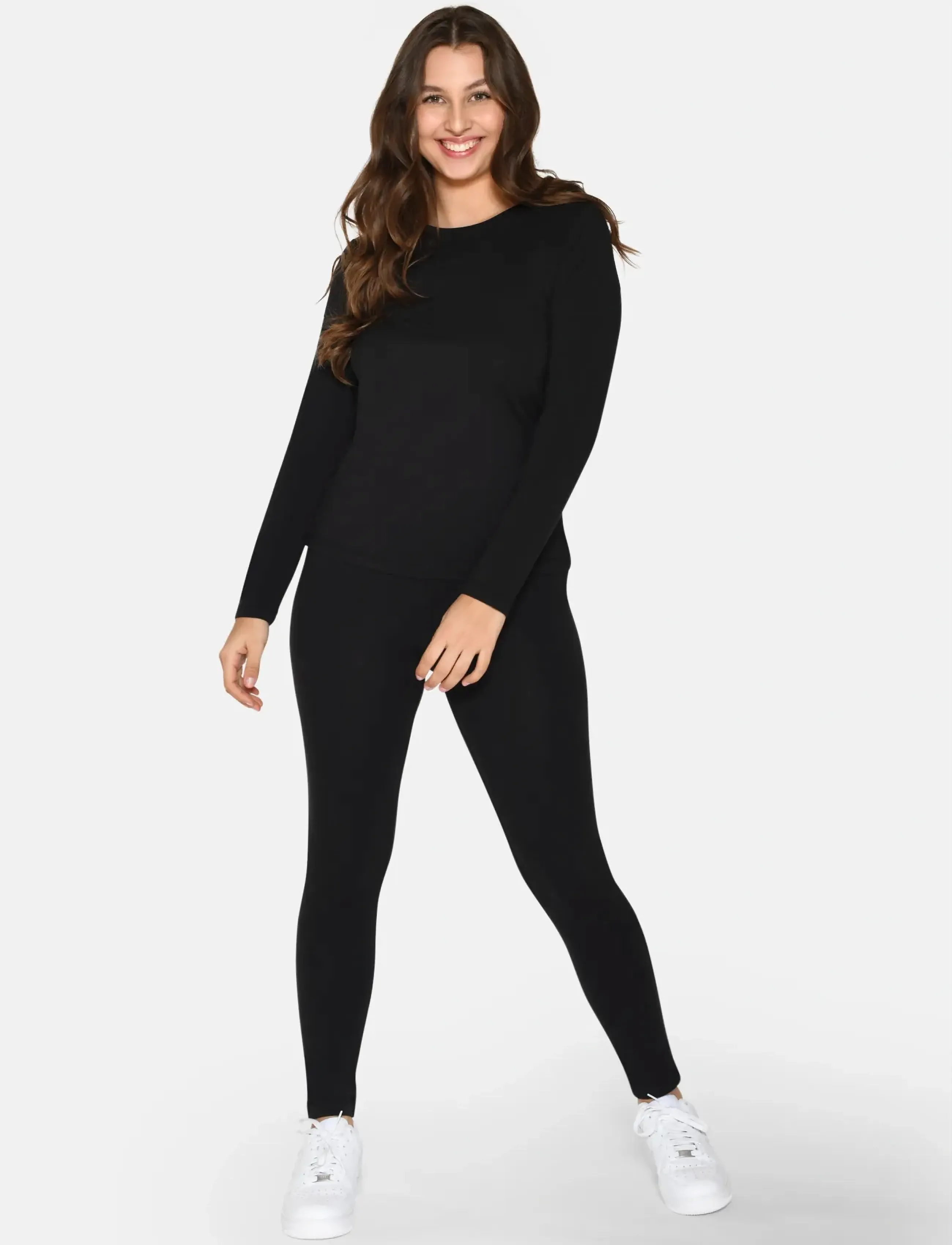 URBAN QUEST Women Bamboo L/S T-shirt Slim Fit - T-Shirts & Tops - BLACK / black