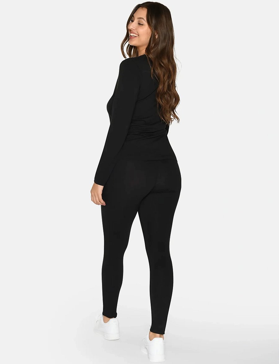 URBAN QUEST - Women Bamboo L/S T-shirt Slim Fit - langærmede toppe - black - 3