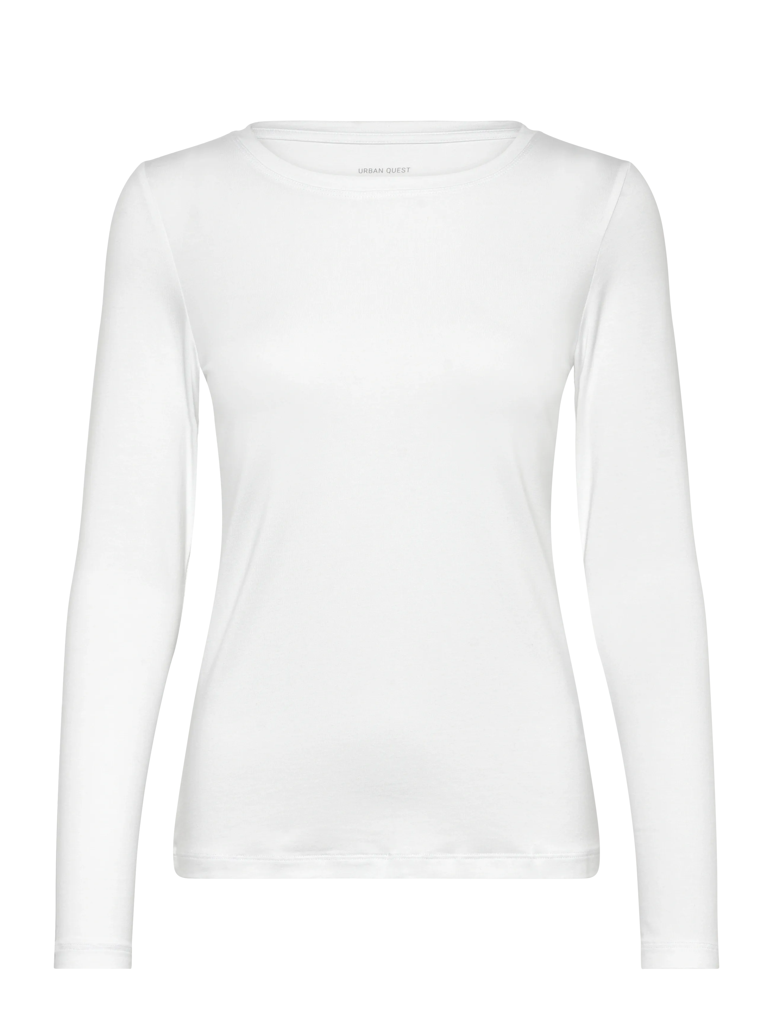URBAN QUEST Women Bamboo L/S T-shirt Slim Fit - Transitional Layering - WHITE / white