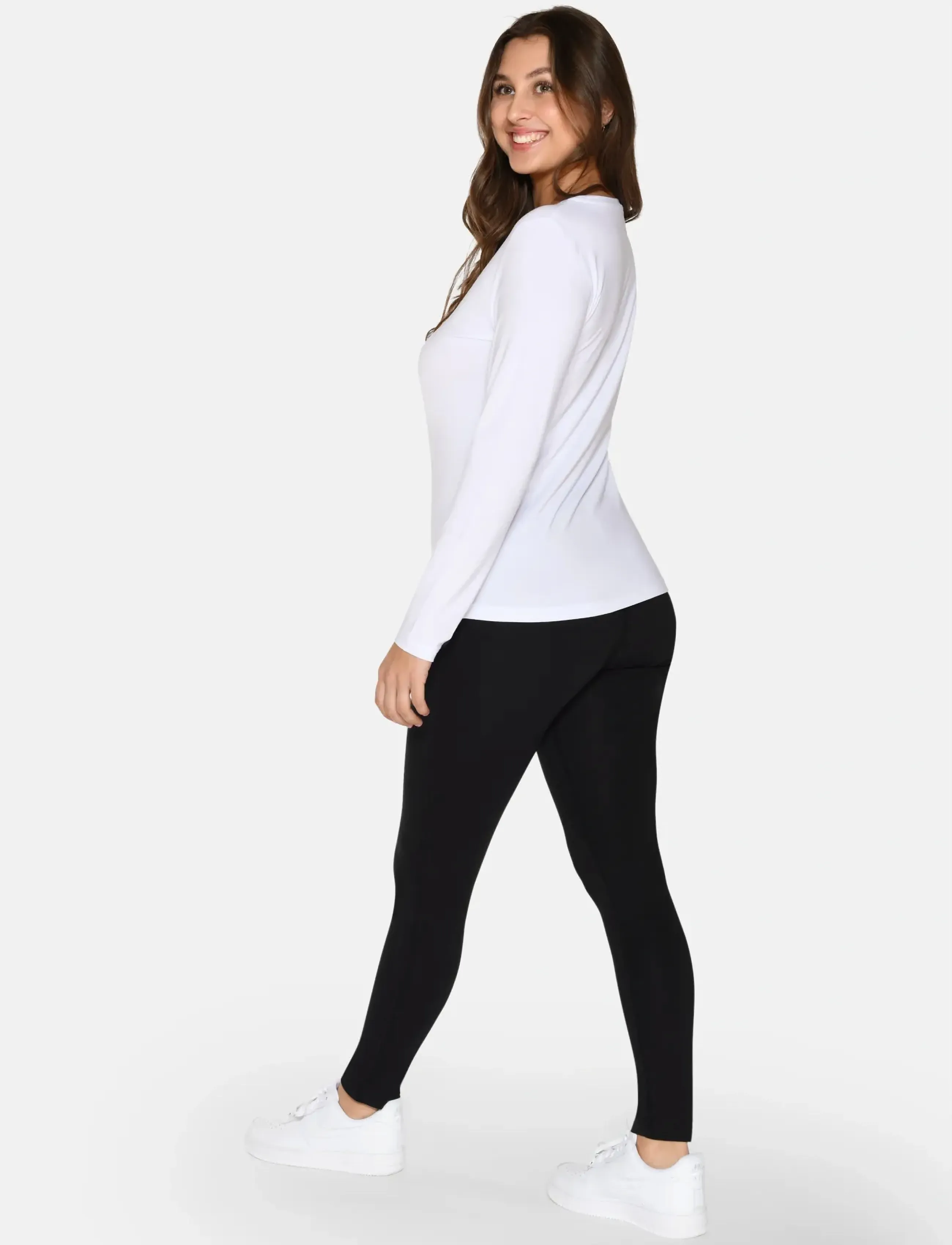 URBAN QUEST - Women Bamboo L/S T-shirt Slim Fit - langærmede toppe - white - 3