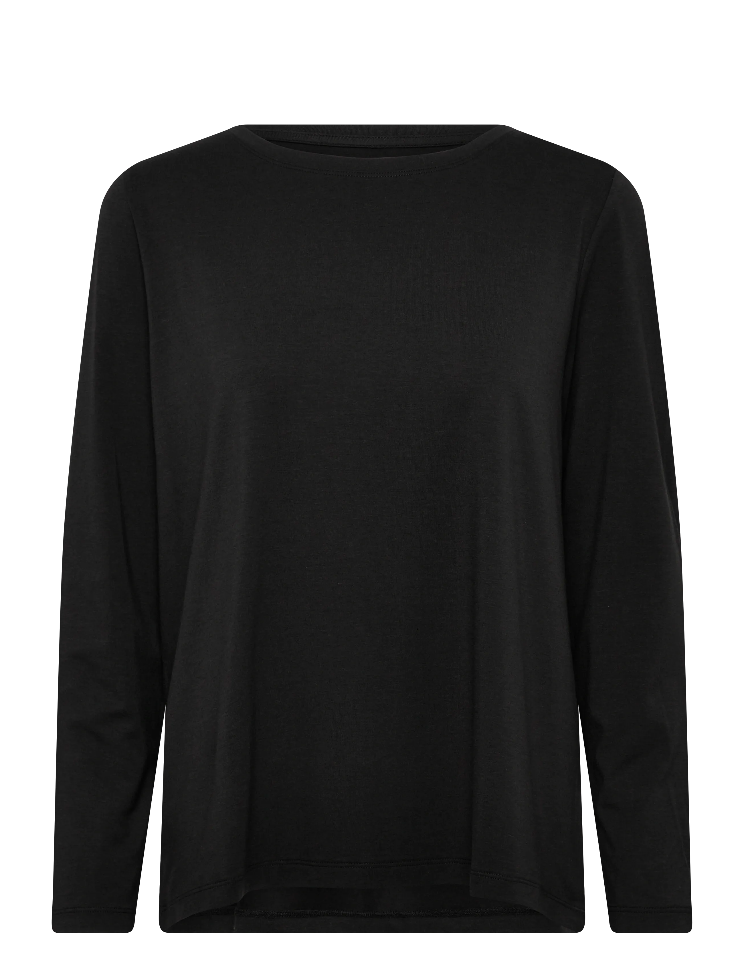 Women Bamboo L/S T-shirt Loose Fit - BLACK