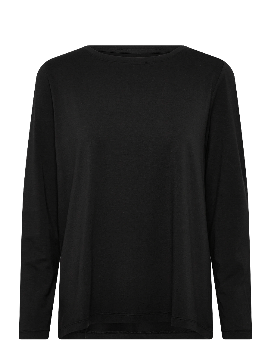 URBAN QUEST - Women Bamboo L/S T-shirt Loose Fit - langärmlige tops - black - 1