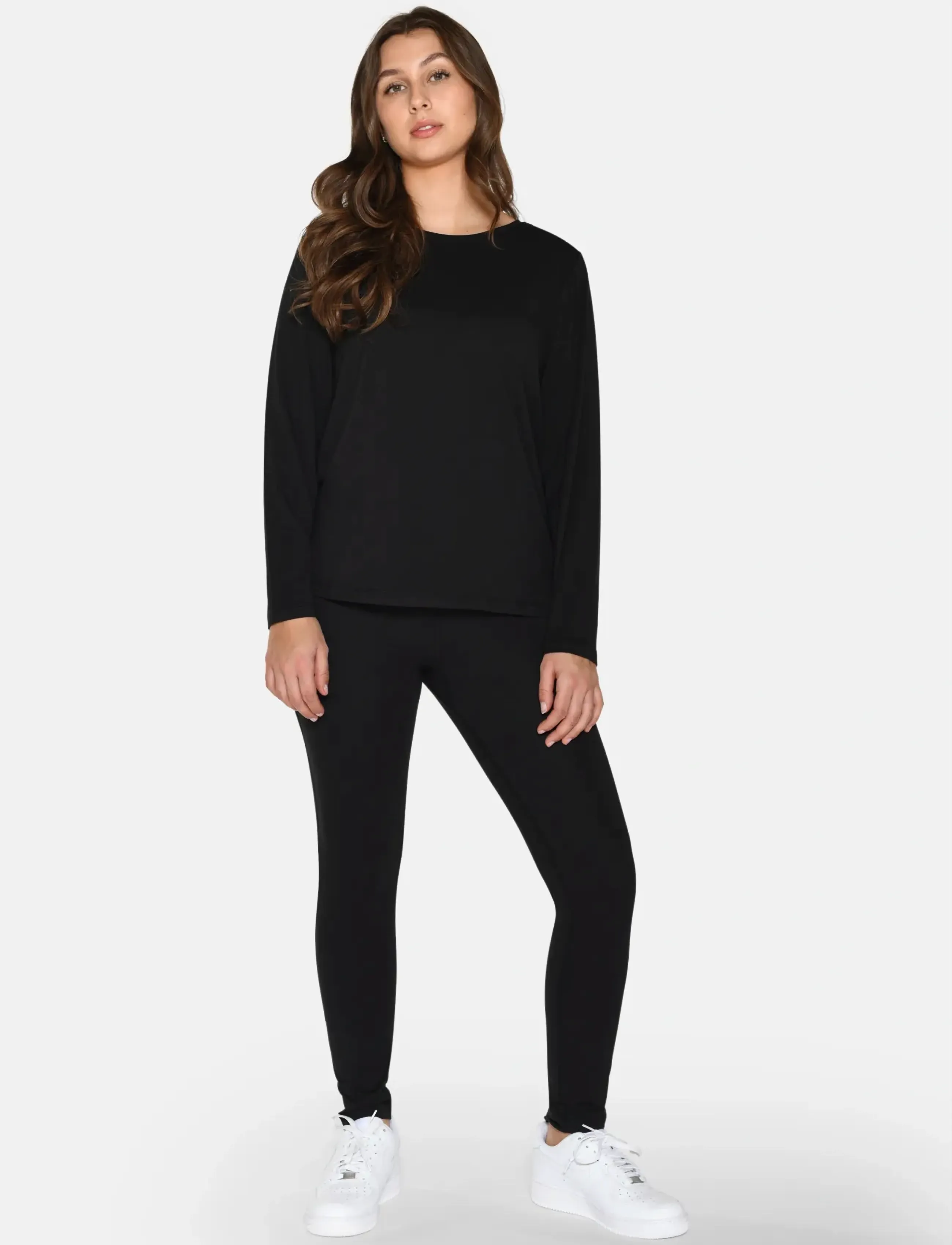 URBAN QUEST Women Bamboo L/S T-shirt Loose Fit - T-shirts & Toppe - BLACK / black