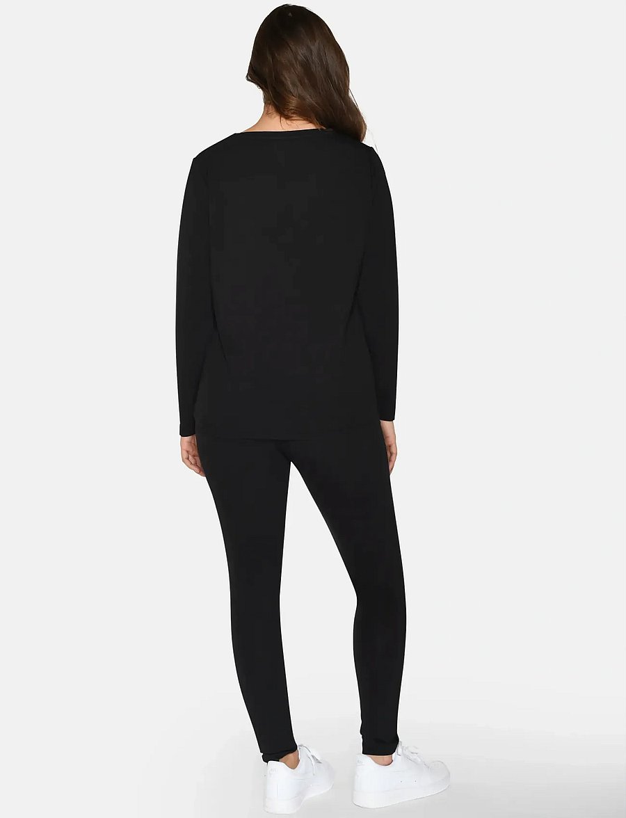 URBAN QUEST - Women Bamboo L/S T-shirt Loose Fit - langärmlige tops - black - 3