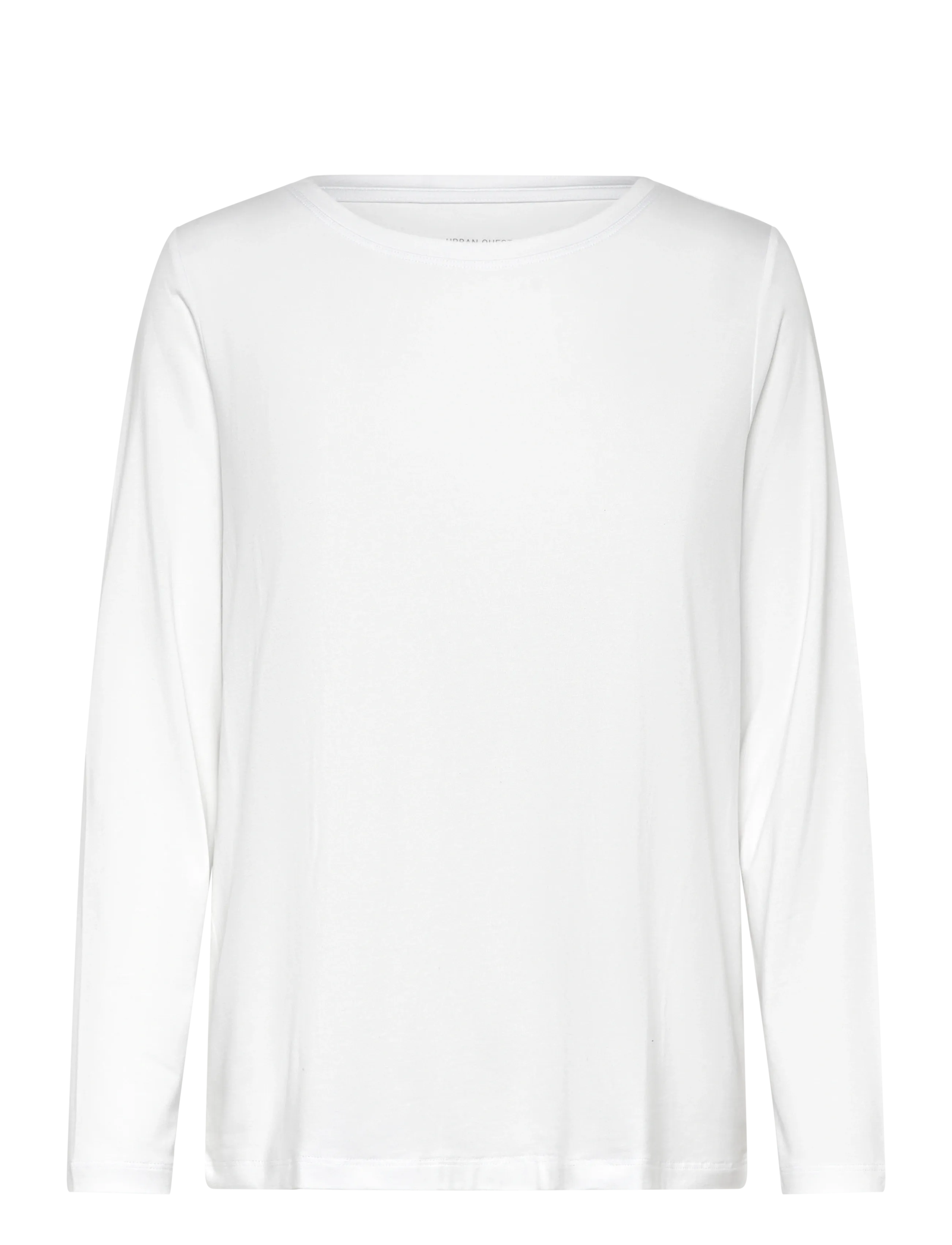 URBAN QUEST Women Bamboo L/S T-shirt Loose Fit - Transitional Layering - WHITE / white