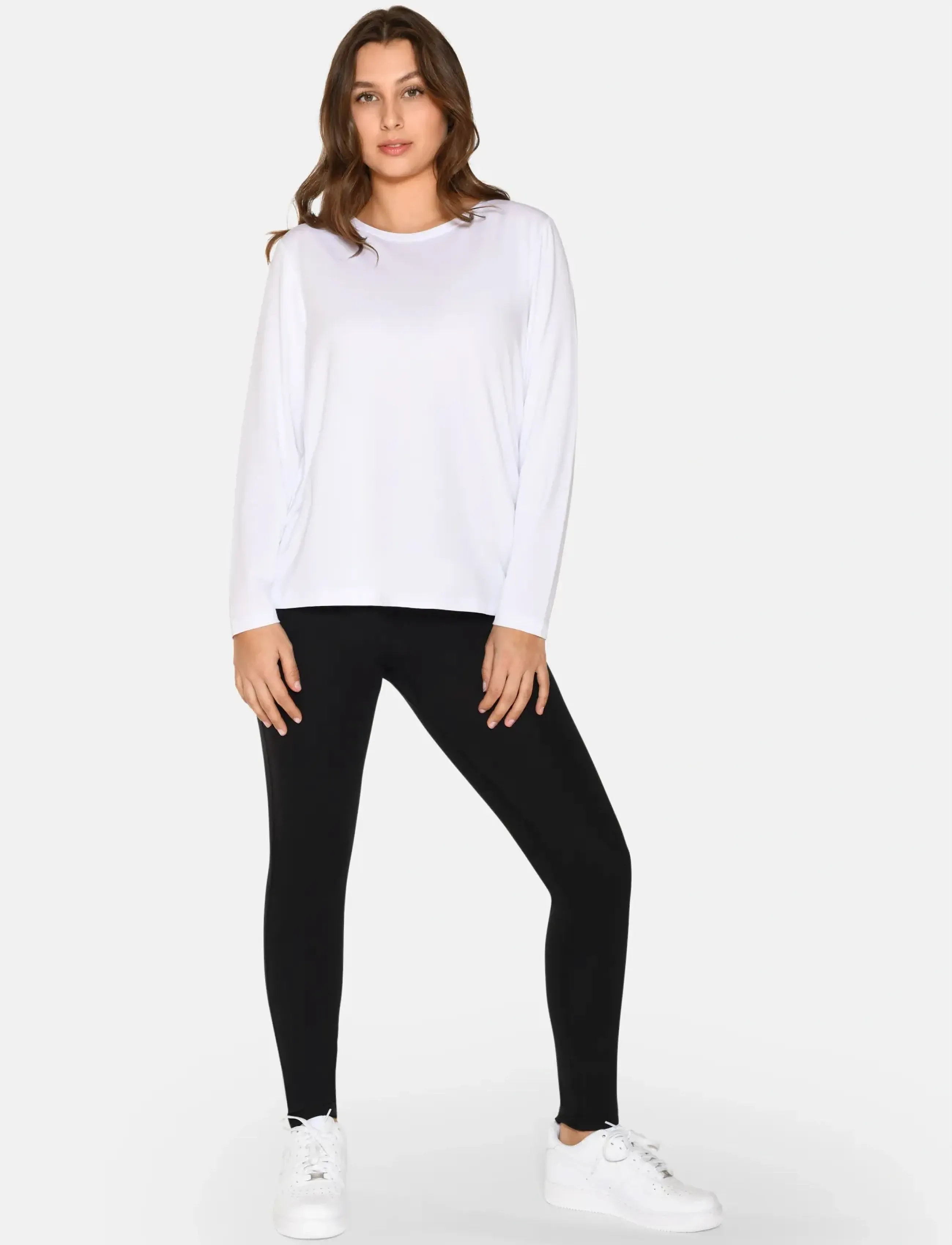 URBAN QUEST Women Bamboo L/S T-shirt Loose Fit - Langærmede toppe - WHITE / white