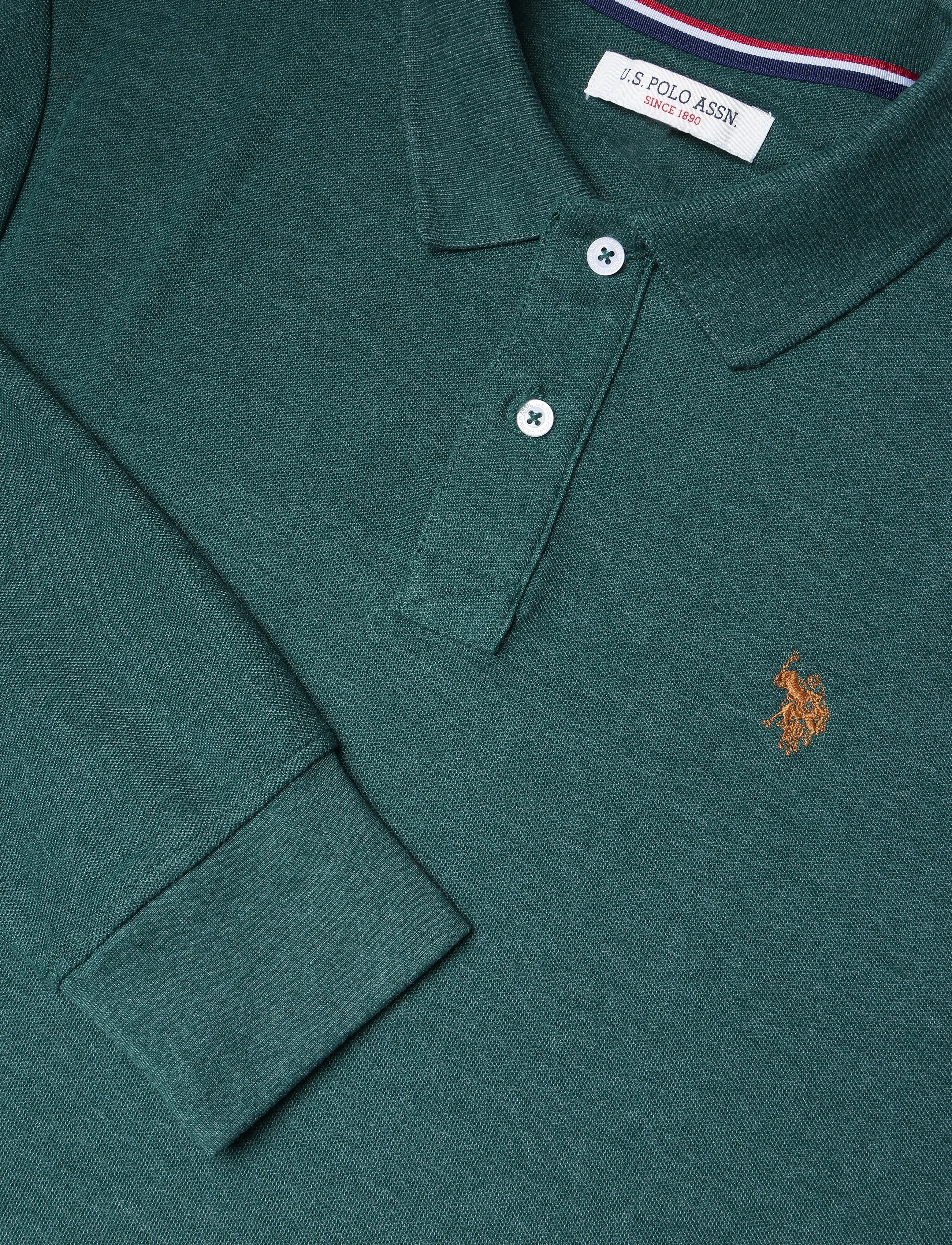 U.S. Polo Assn. - USPA Polo LS Brett Men - långärmade pikéer - rain forest mÉlange - 2
