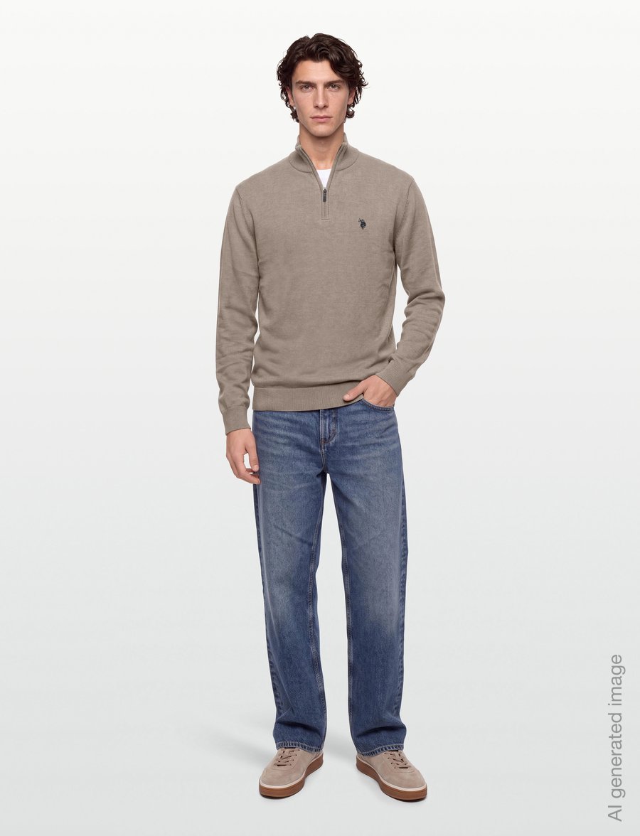 U.S. Polo Assn. - USPA Knit Brison Men - poolpika lukuga džemprid - 16-1104tcx crockery melange - 0