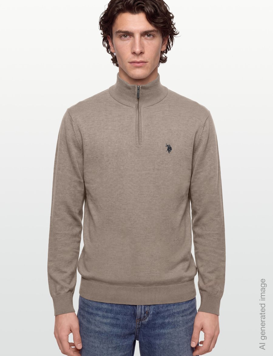 U.S. Polo Assn. - USPA Knit Brison Men - poolpika lukuga džemprid - 16-1104tcx crockery melange - 3