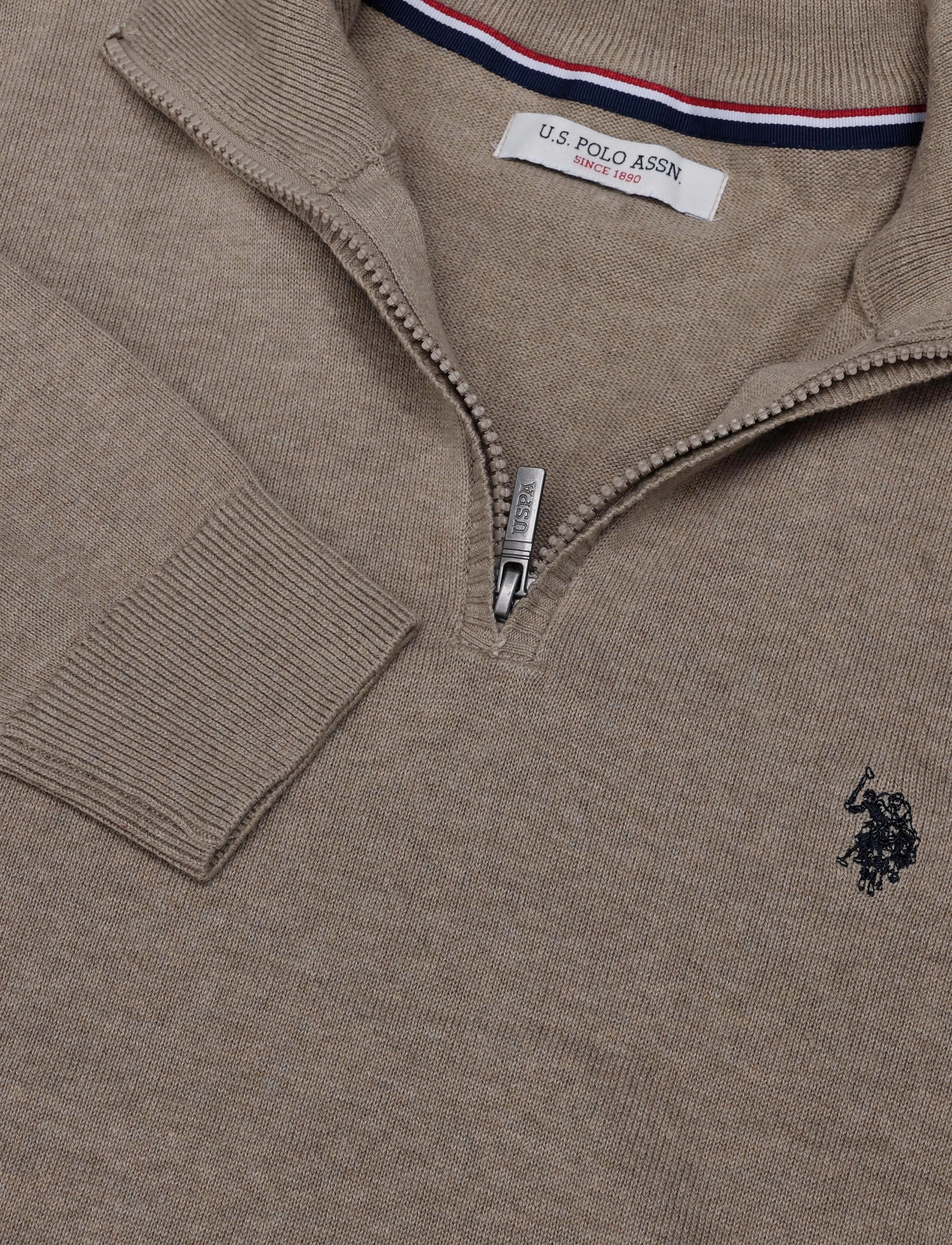 U.S. Polo Assn. - USPA Knit Brison Men - poolpika lukuga džemprid - 16-1104tcx crockery melange - 2
