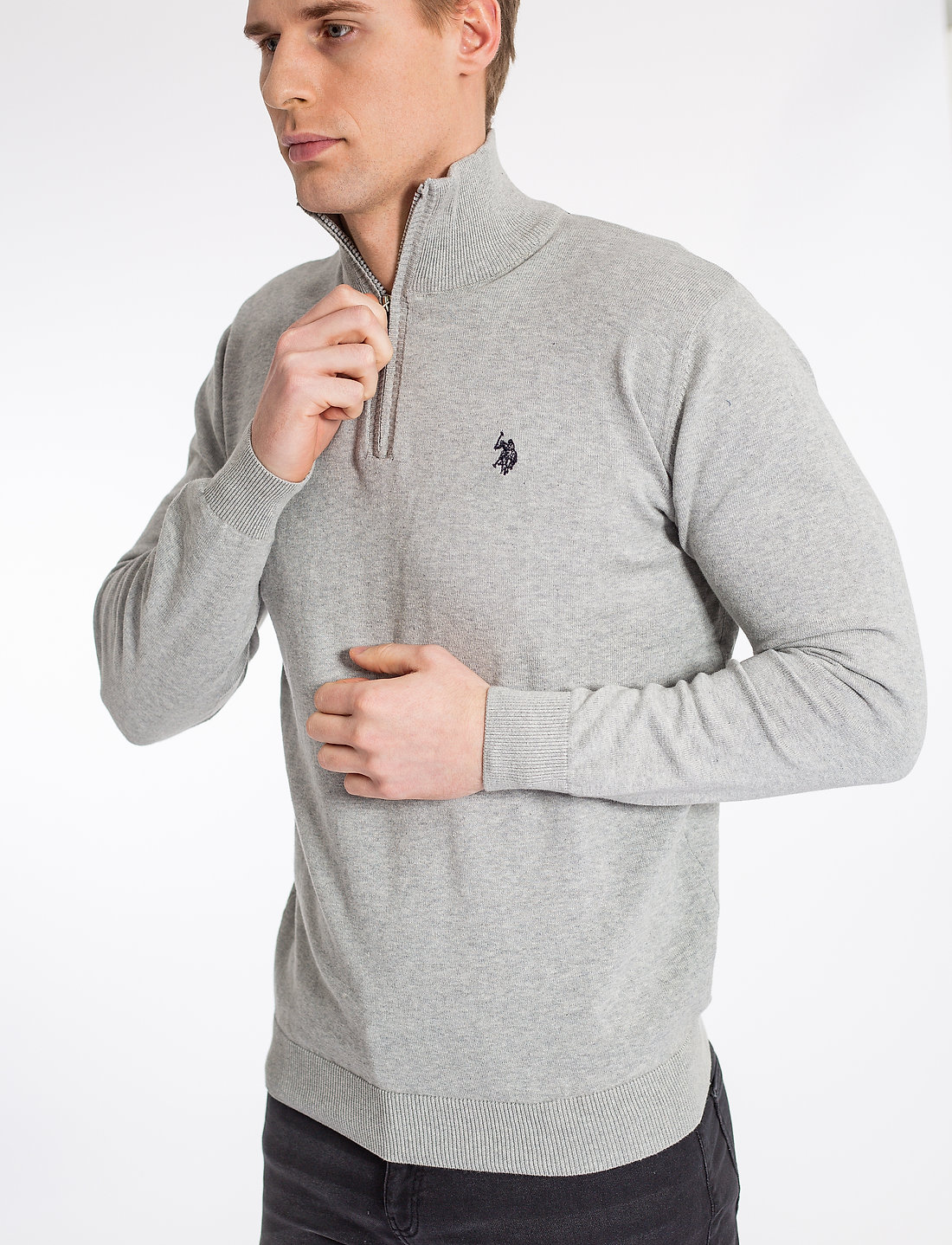U.S. Polo Assn. - Brison Knit - halfzip strik - grey melange - 0