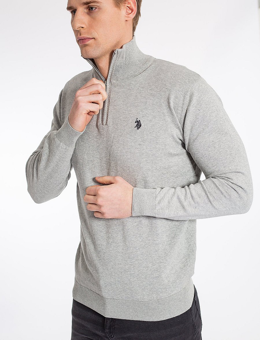 U.S. Polo Assn. - USPA Knit Brison Men - halfzip strik - grey melange - 0