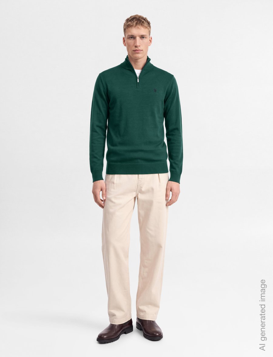 U.S. Polo Assn. - USPA Knit Brison Men - halfzip strik - rain forest mÉlange - 0