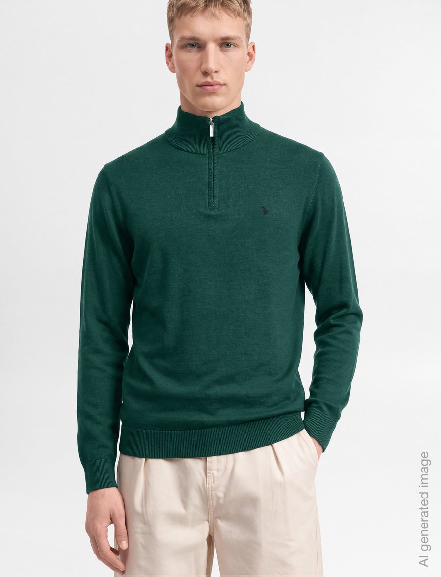 U.S. Polo Assn. - USPA Knit Brison Men - halfzip strik - rain forest mÉlange - 3