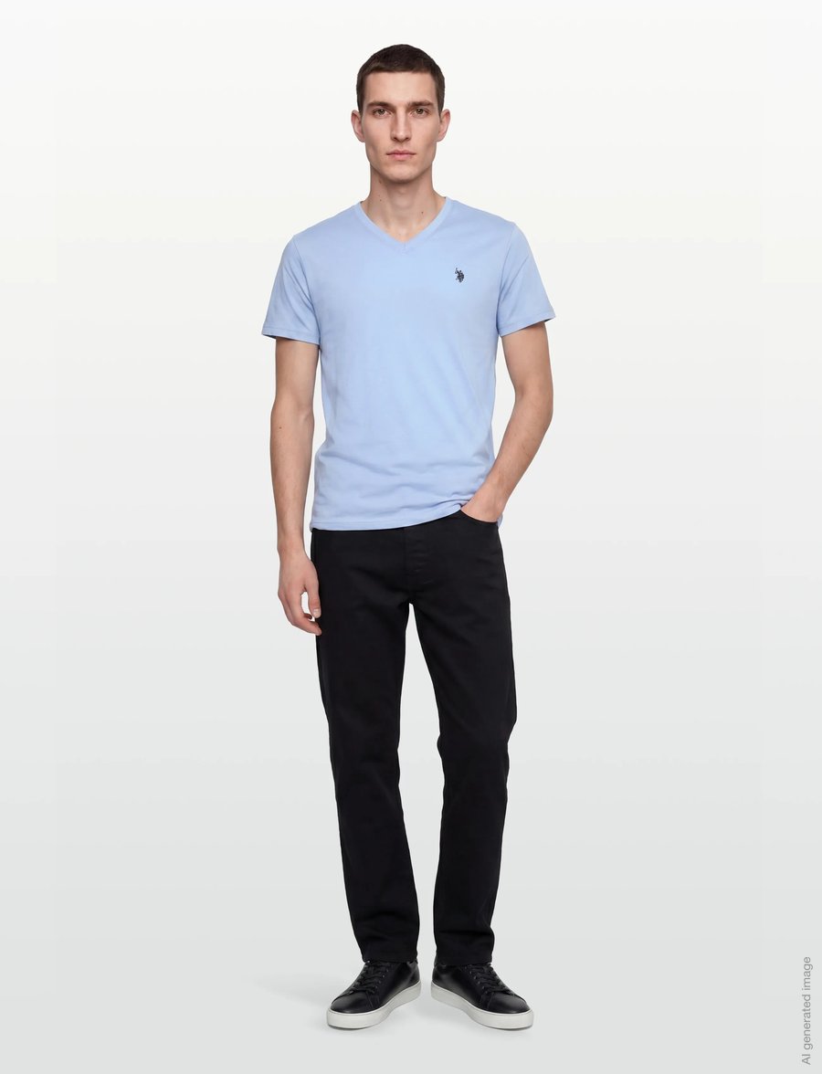 U.S. Polo Assn. - USPA T-Shirt V-Neck Cem Men - t-shirts mit v-ausschnitt - placid blue - 0