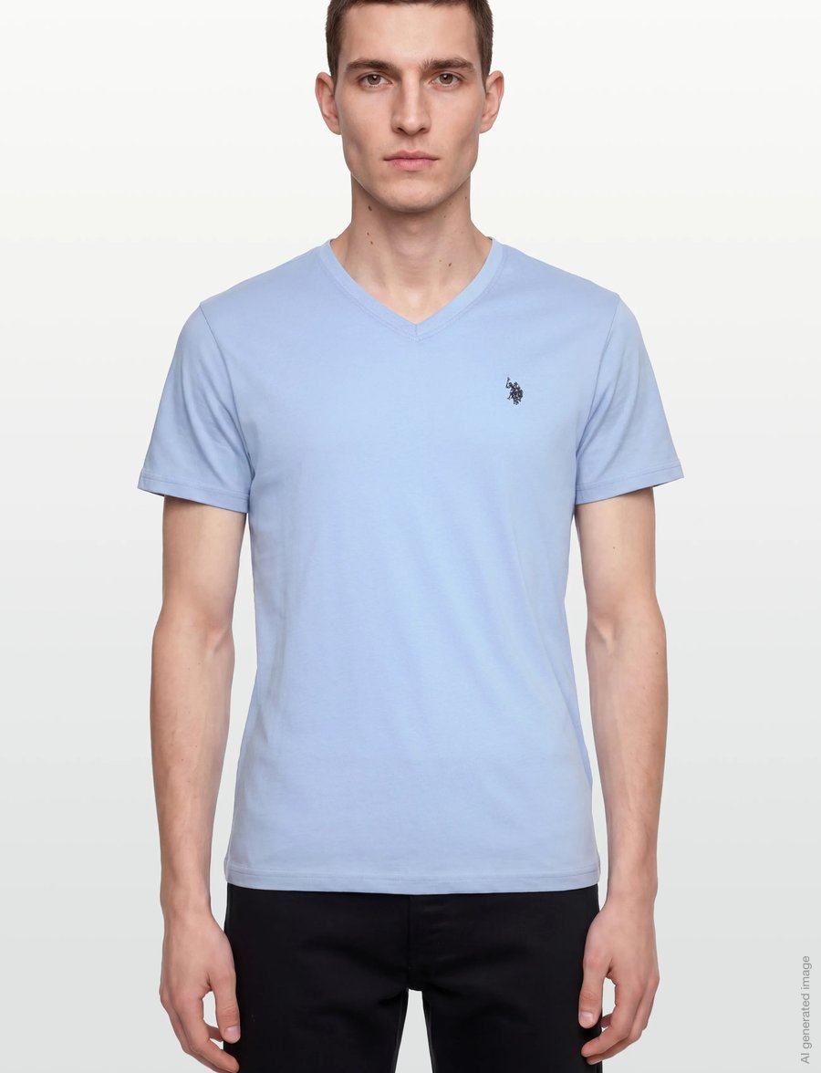 U.S. Polo Assn. - USPA T-Shirt V-Neck Cem Men - t-shirts mit v-ausschnitt - placid blue - 3
