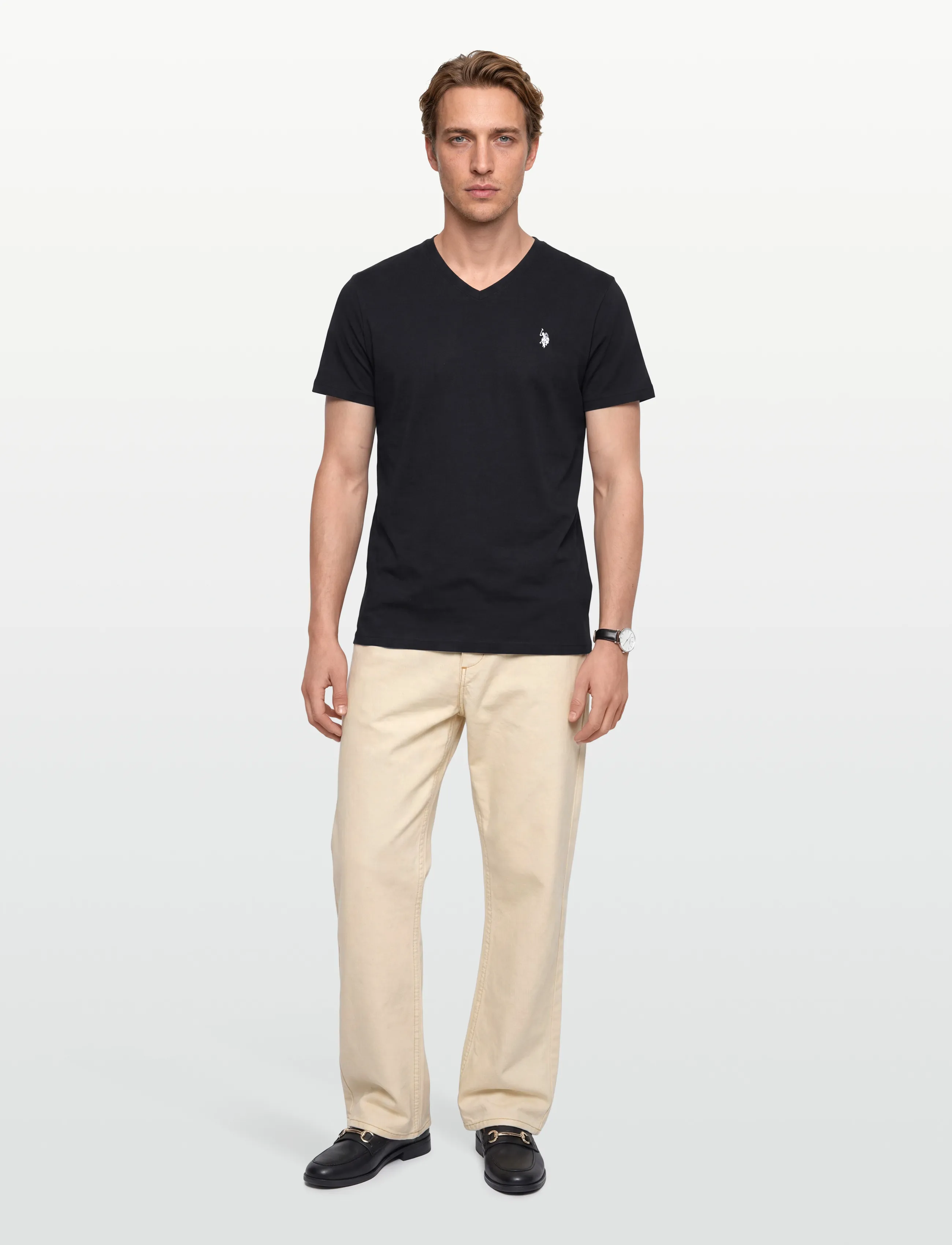 U.S. Polo Assn. Uspa T-Shirt V-Neck Cem Men, L, Black, T-Shirts > Kortærmede, Herre