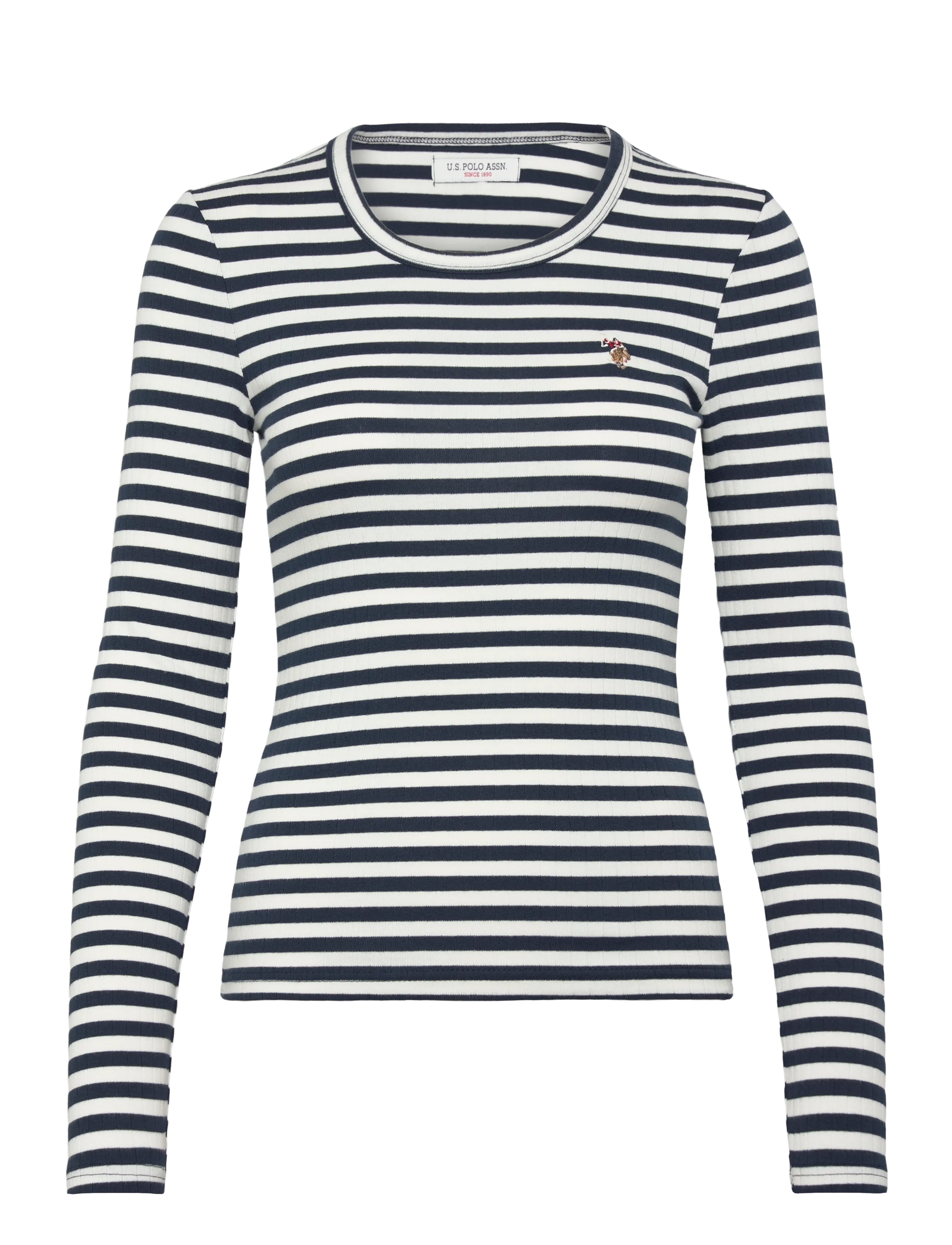 U.S. Polo Assn. CHANETT NEW REG RIB USPA W TEE - U.S. Polo Assn. - 19-4020TCX DARK SAPPHIRE / black