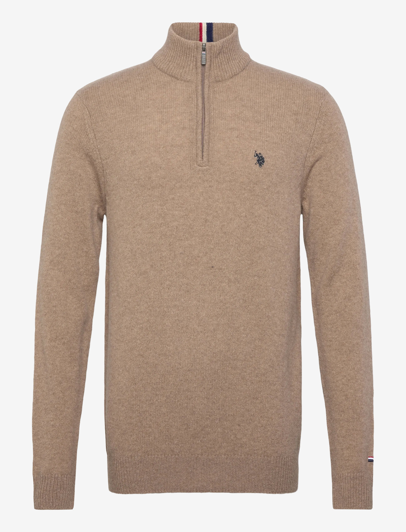 U.S. Polo Assn. - KEVIN REG LW HZ USPA M KNIT - pulls demi-zippés - brown mÉlange - 0