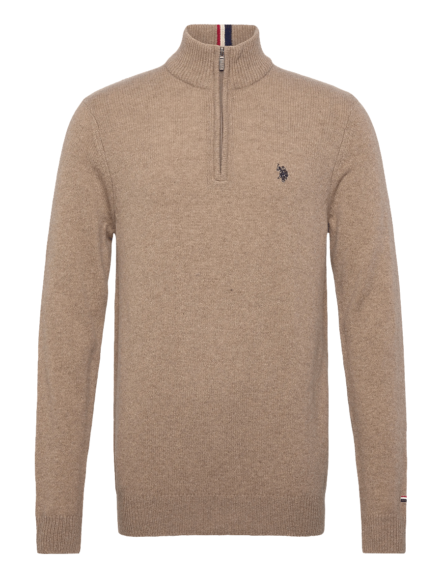 U.S. Polo Assn. - KEVIN REG LW HZ USPA M KNIT - halfzip strik - brown mÉlange - 0