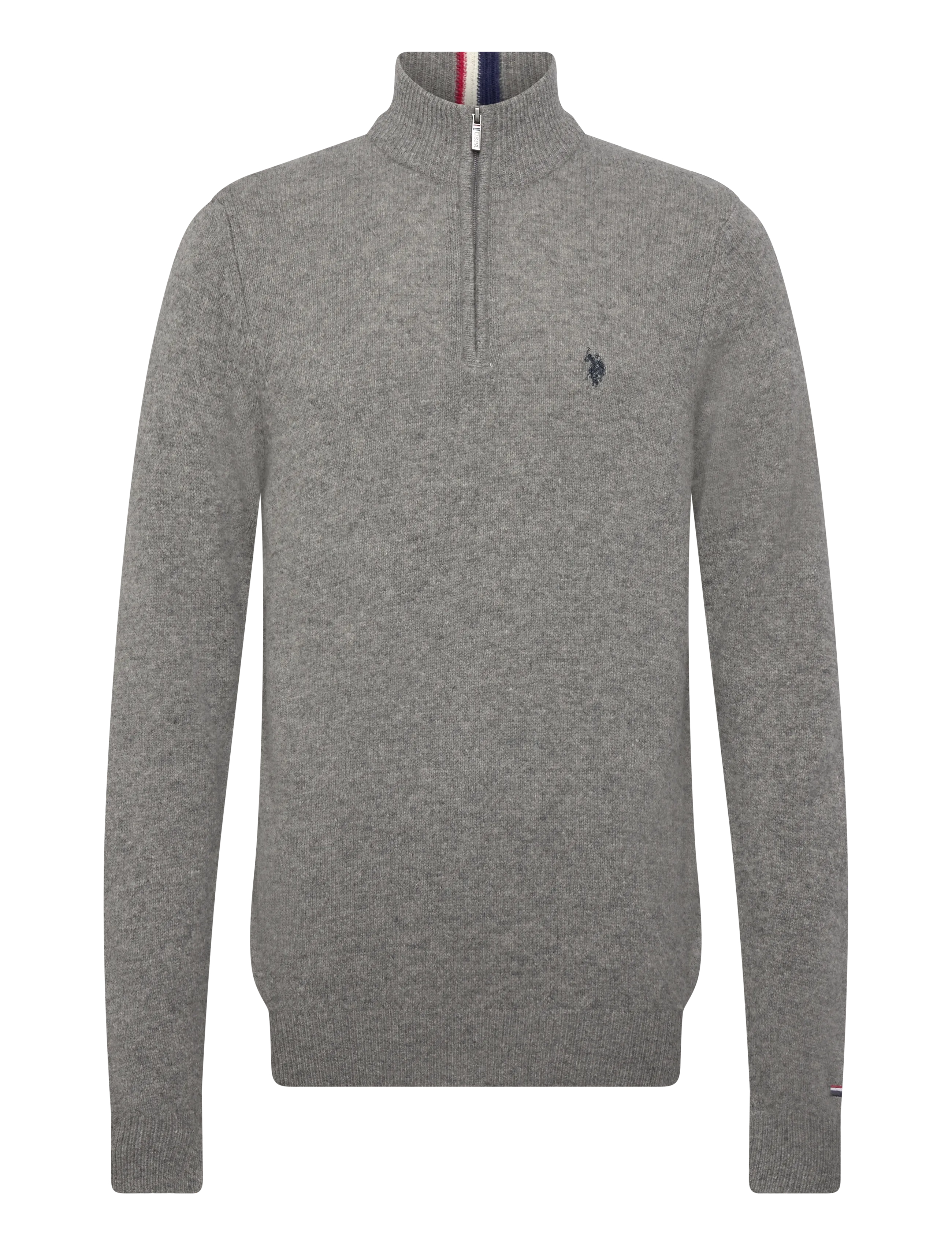 U.S. Polo Assn. Kevin Reg Lw Hz Uspa M Knit, XL, Knitwear, Grau - Half Zip Jumpers, Männerswear