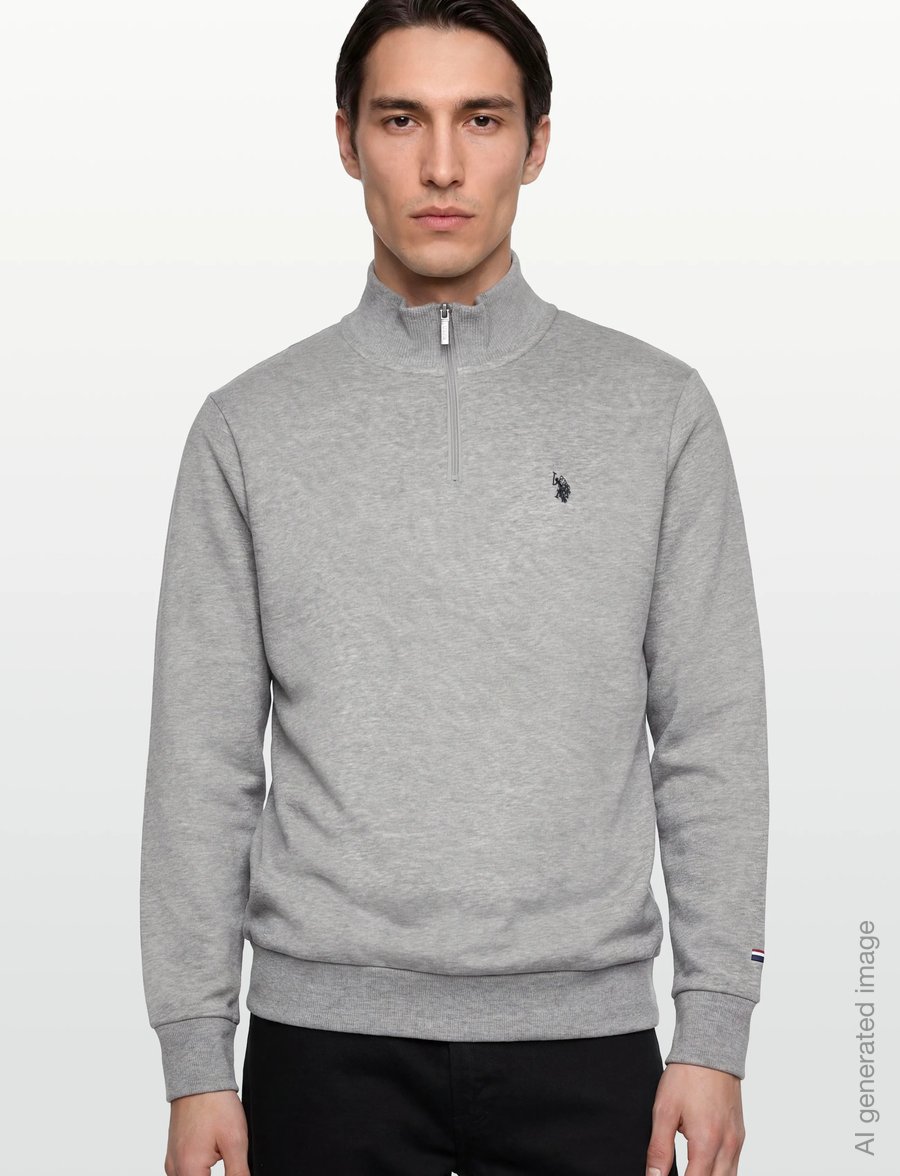 U.S. Polo Assn. - KURT REG HZ USPA M SWEAT - sweatshirts - grey melange - 3