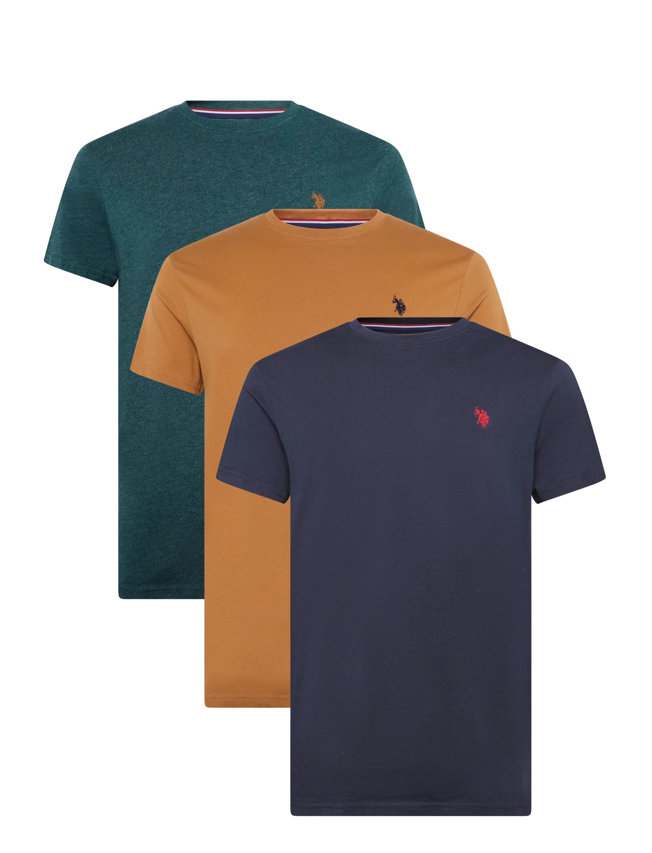 U.S. Polo Assn. USPA T-Shirt Arjun 3-Pack - U.S. Polo Assn. - DARKSAP/BROWNSUGAR/RAINFORMEL / green