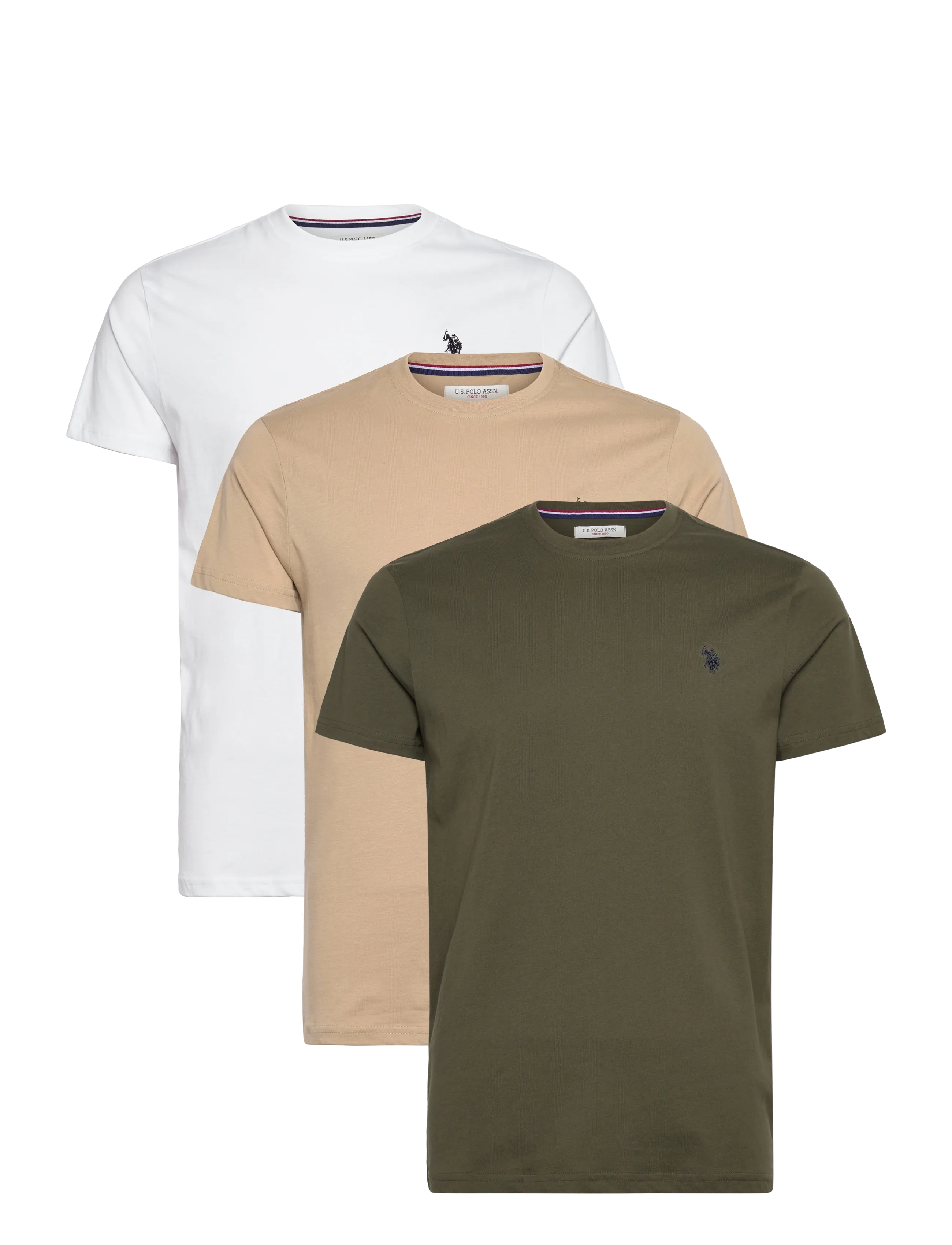 U.S. Polo Assn. USPA T-Shirt Arjun 3-Pack - Tøj - WHITE/FORESTNIGHT/CROCKERY / multi