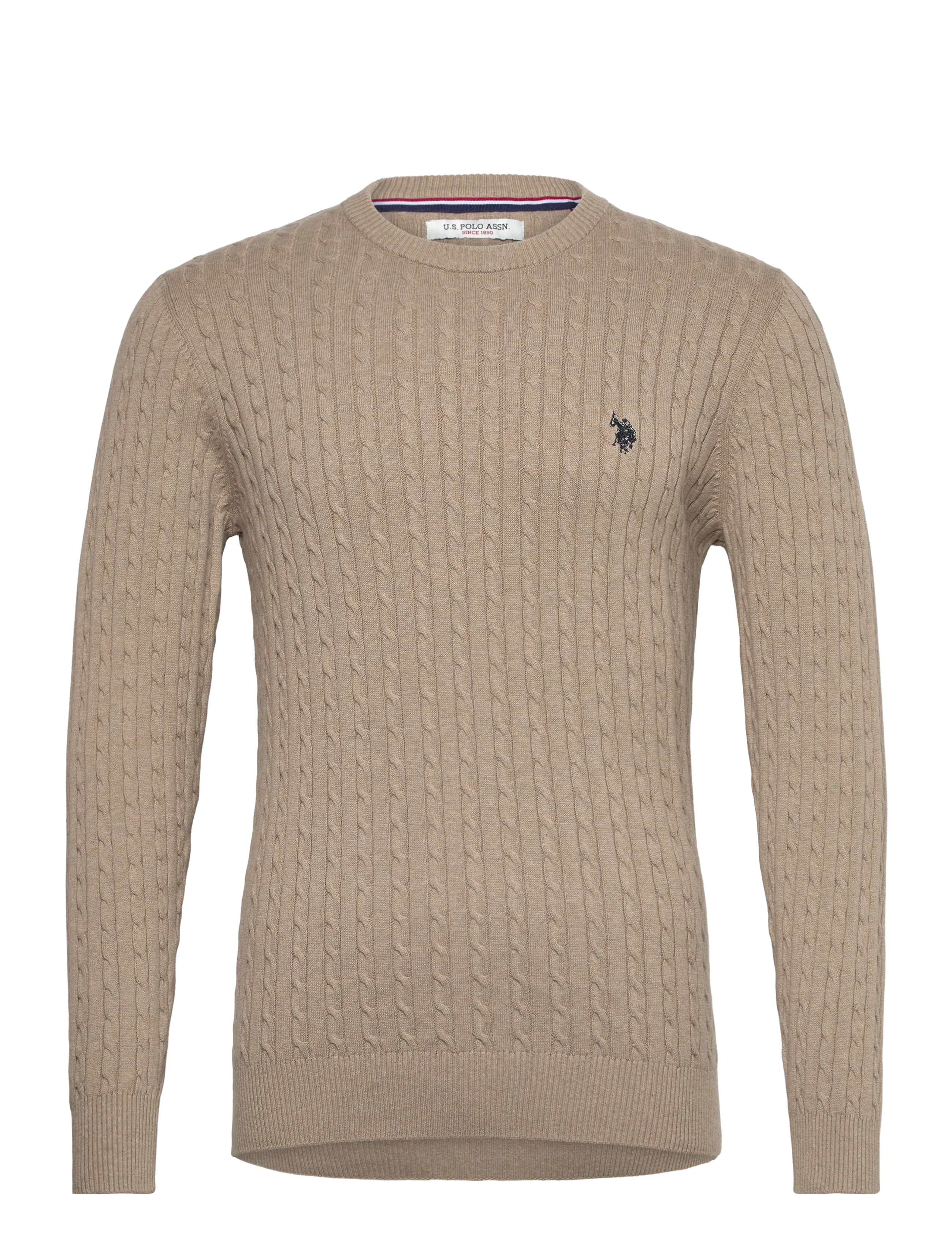 U.S. Polo Assn. MADS REG COT USPA M KNIT - Strickmode - 16-1104TCX CROCKERY MELANGE / beige