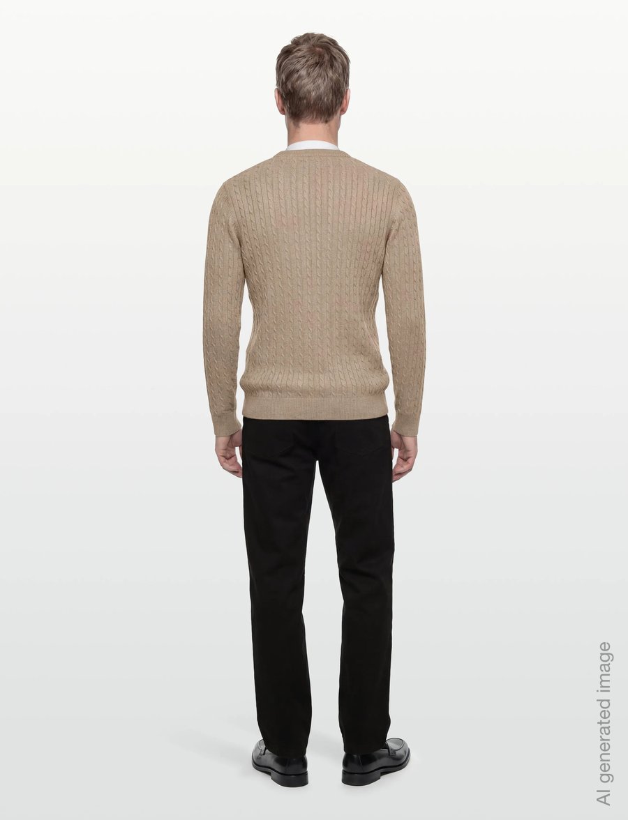 U.S. Polo Assn. - MADS REG COT USPA M KNIT - ronde hals - 16-1104tcx crockery melange - 4