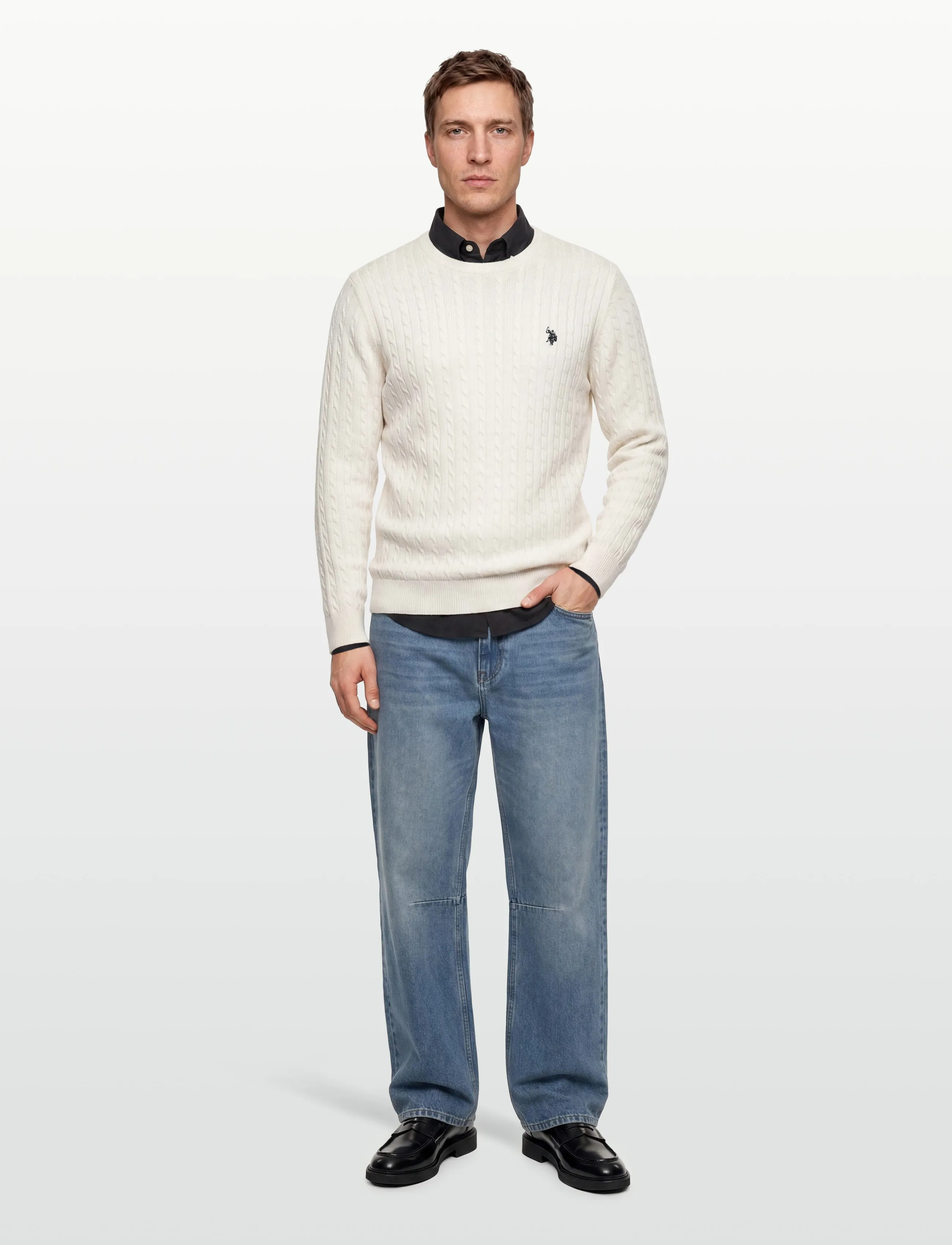 U.S. Polo Assn. - MADS REG COT USPA M KNIT - rundhals - cloud dancer - 0