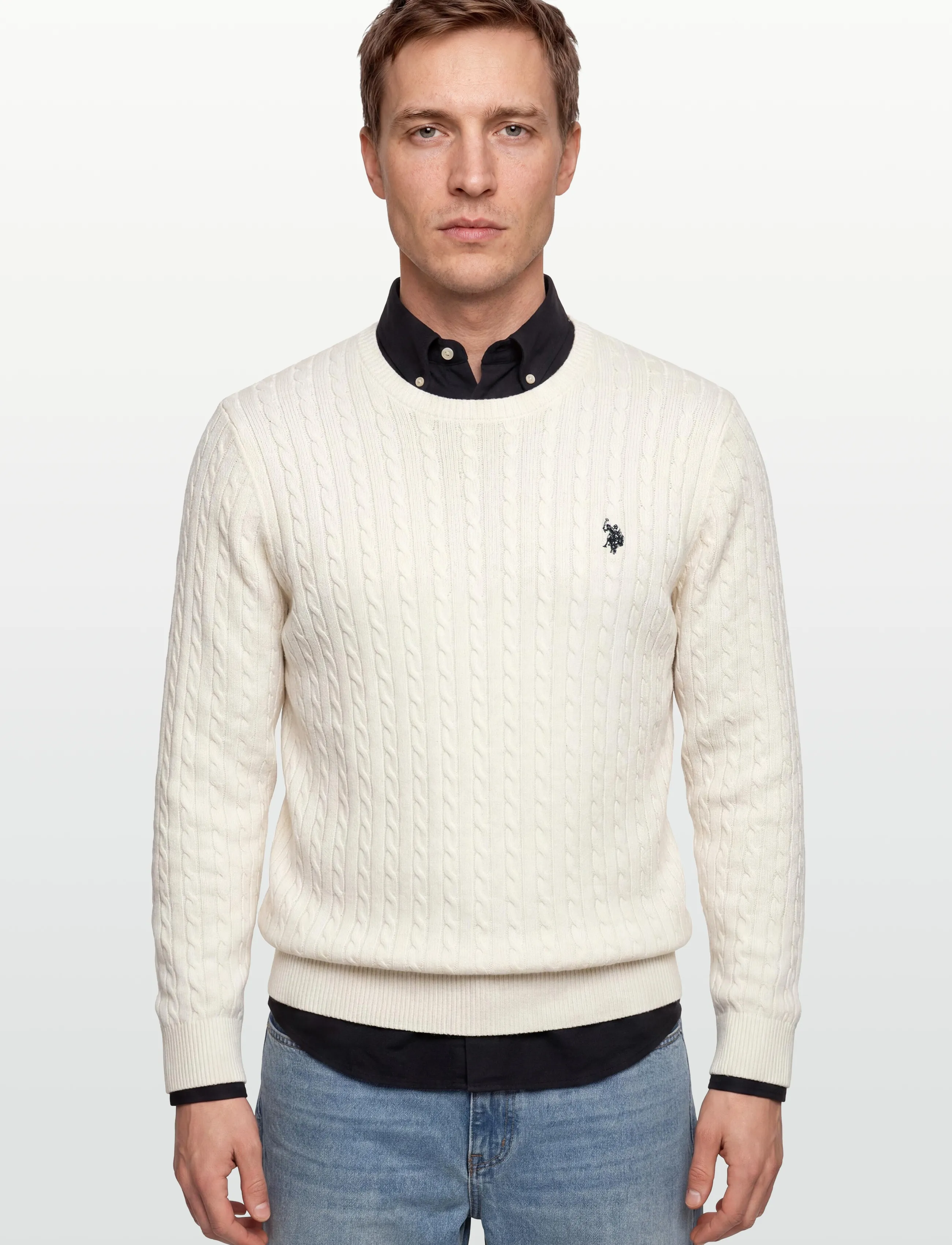 U.S. Polo Assn. - MADS REG COT USPA M KNIT - rundhals - cloud dancer - 3