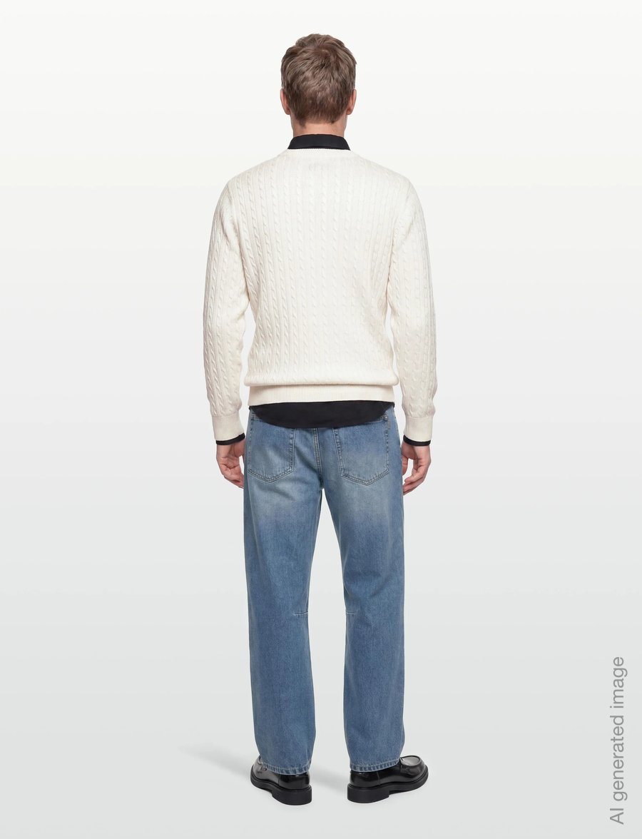 U.S. Polo Assn. - MADS REG COT USPA M KNIT - Ümara kaelusega - cloud dancer - 4