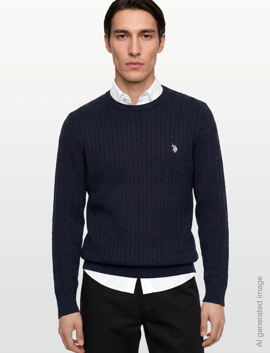 U.S. Polo Assn. - MADS REG COT USPA M KNIT - rund hals - dark sapphire - 3