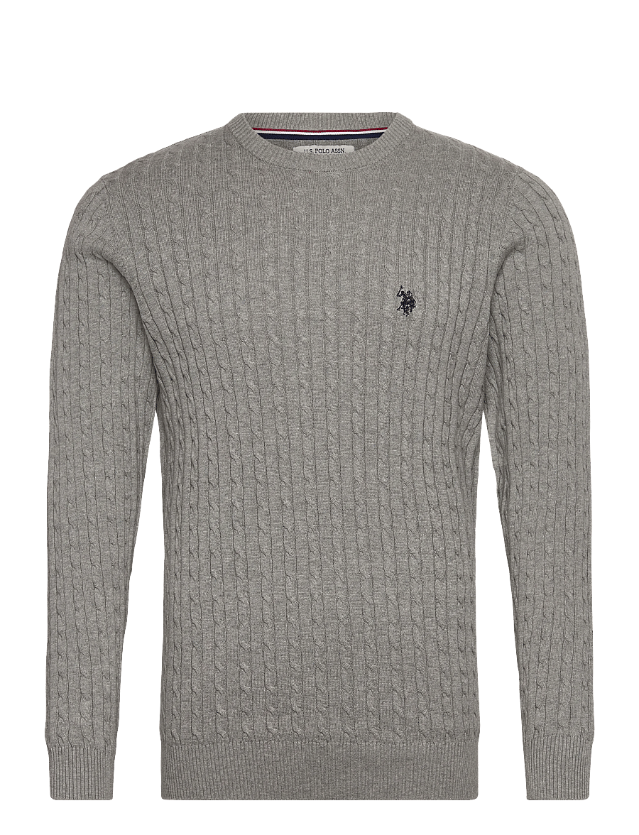 U.S. Polo Assn. - MADS REG COT USPA M KNIT - Ümara kaelusega - greymelange - 1