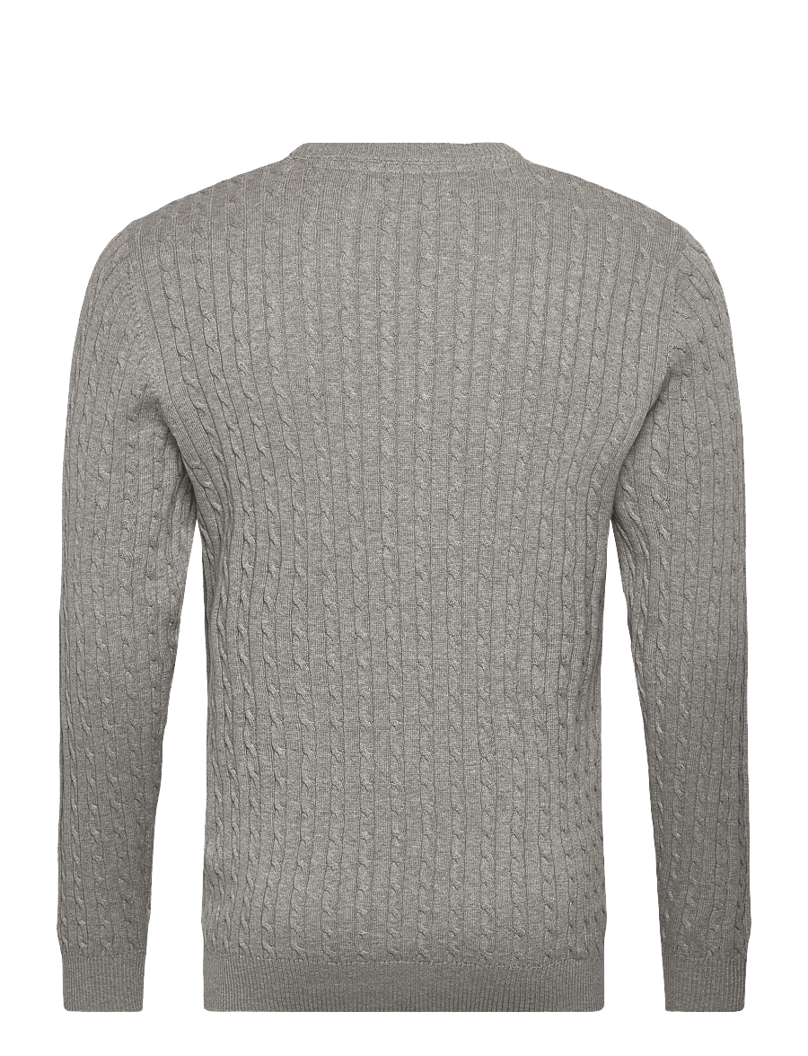 U.S. Polo Assn. - MADS REG COT USPA M KNIT - Ümara kaelusega - greymelange - 2