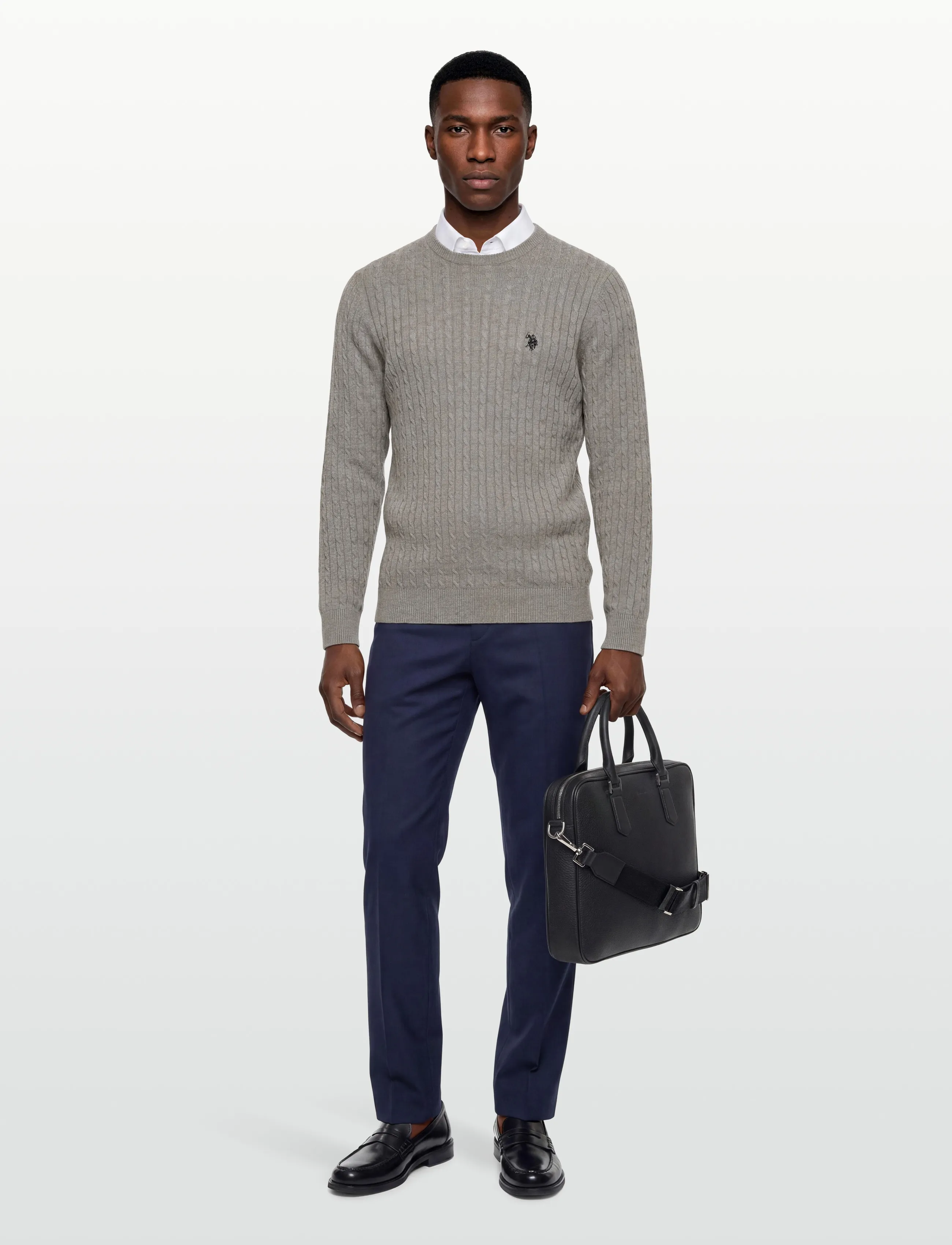 U.S. Polo Assn. - MADS REG COT USPA M KNIT - basic-strickmode - greymelange - 0