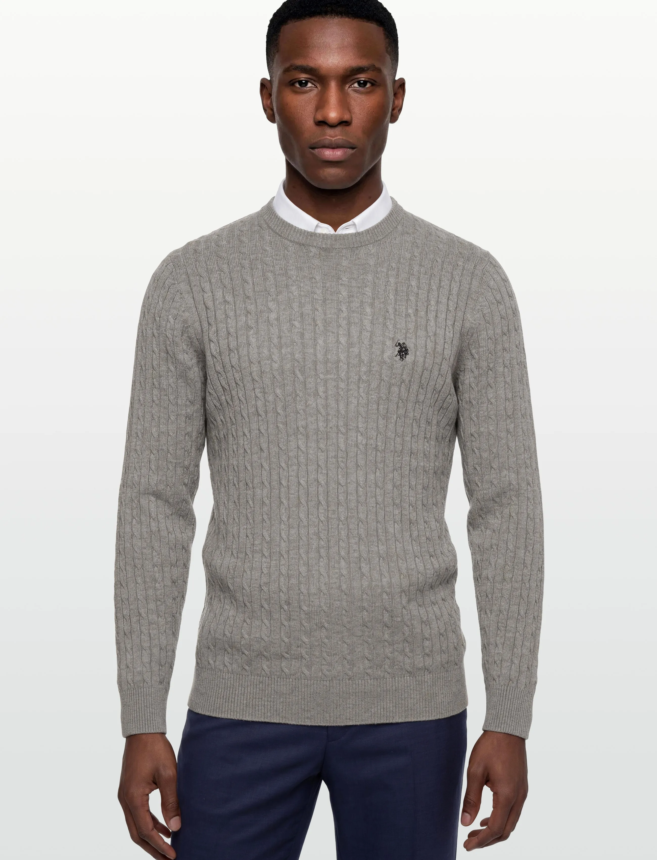 U.S. Polo Assn. - MADS REG COT USPA M KNIT - basic-strickmode - greymelange - 3