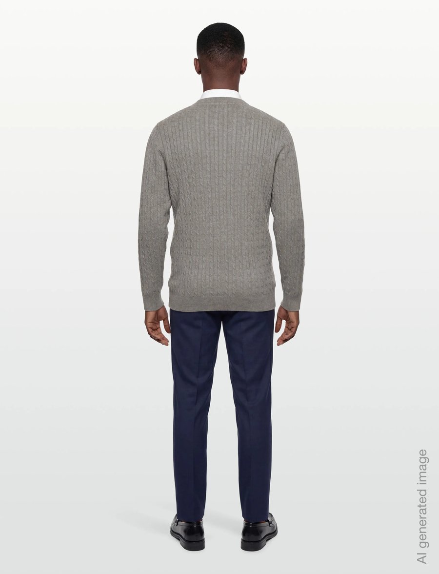 U.S. Polo Assn. - MADS REG COT USPA M KNIT - Ümara kaelusega - greymelange - 4