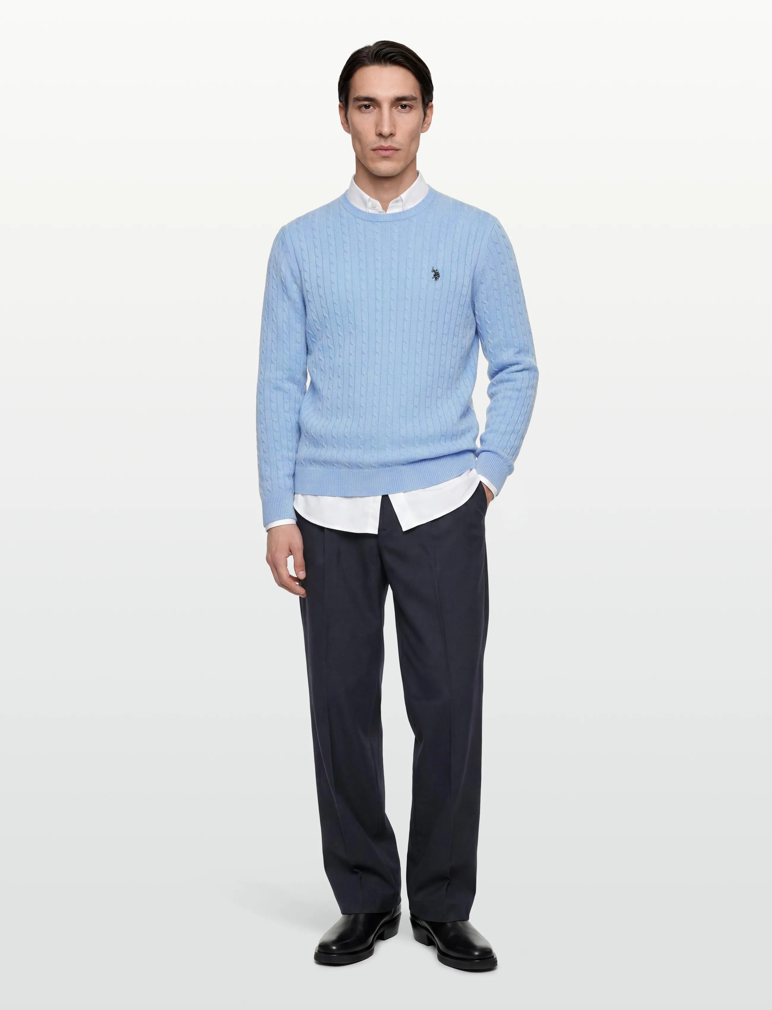 U.S. Polo Assn. - MADS REG COT USPA M KNIT - adījumi ar apaļu kakla izgriezumu - placid blue - 0