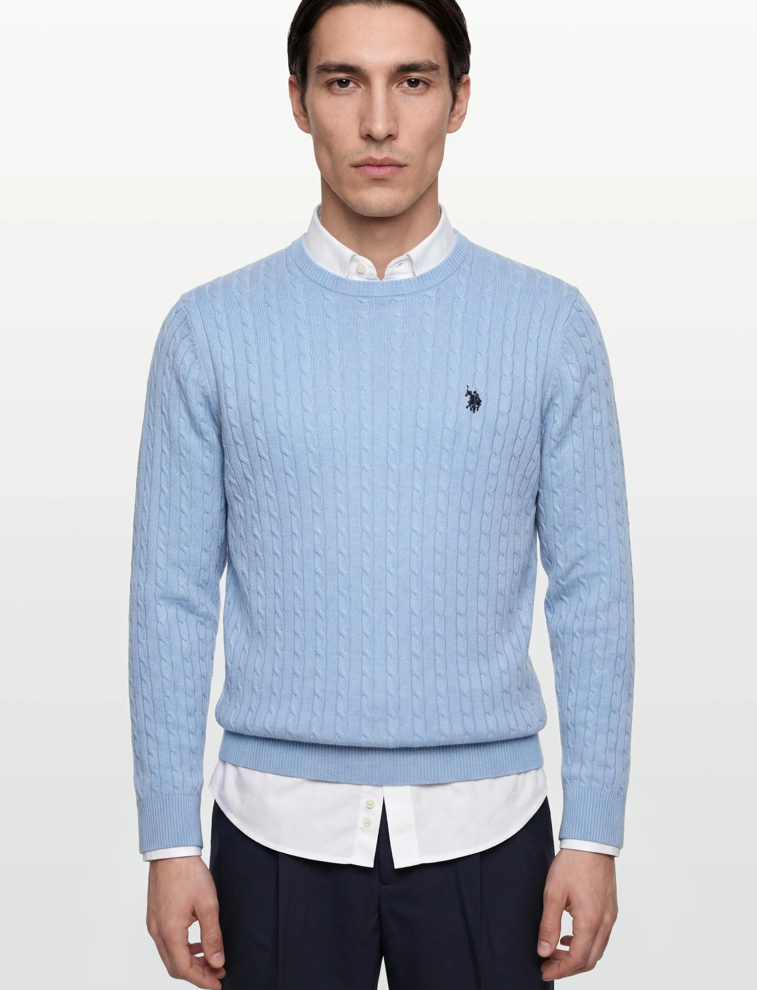 U.S. Polo Assn. - MADS REG COT USPA M KNIT - adījumi ar apaļu kakla izgriezumu - placid blue - 3