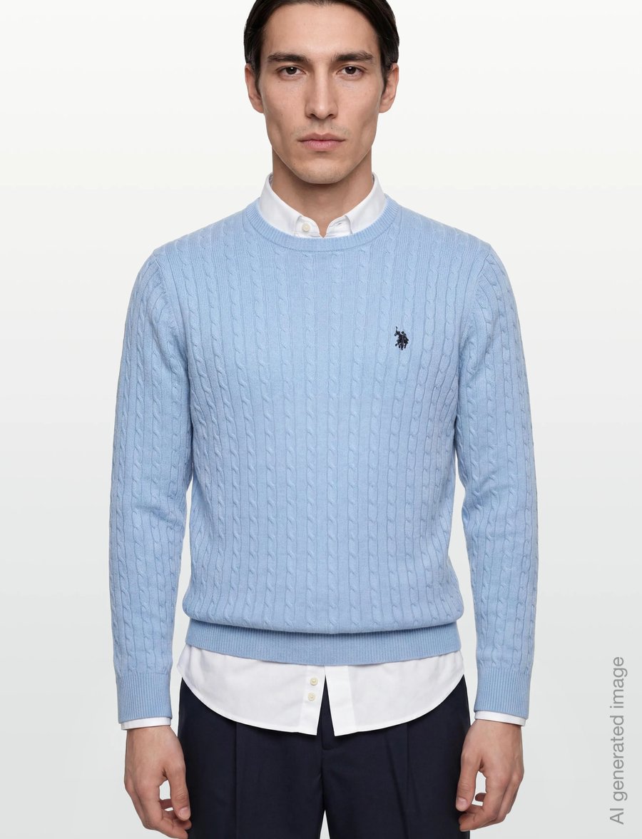 U.S. Polo Assn. - MADS REG COT USPA M KNIT - rundhals - placid blue - 3