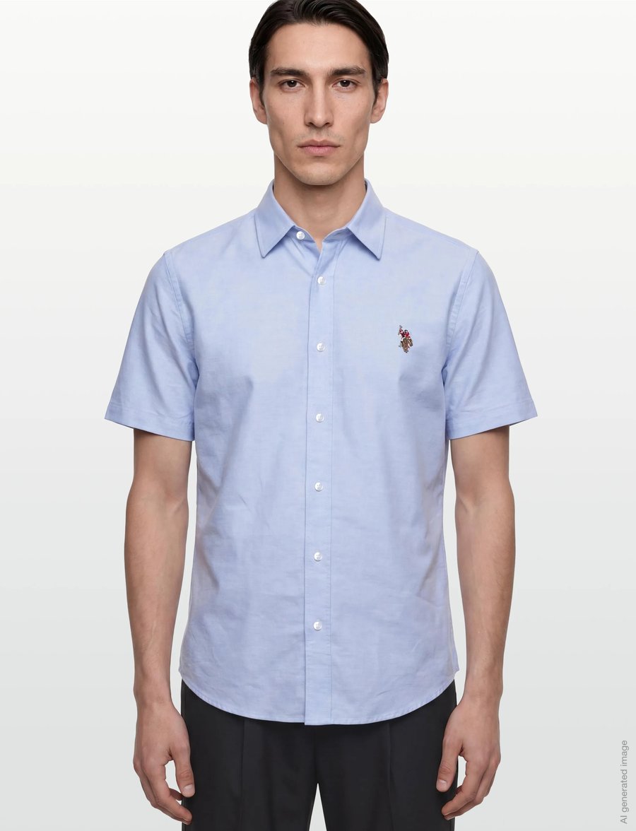 U.S. Polo Assn. - NATAN REG SF USPA M SHIRT - kortærmede skjorter - light blue - 3