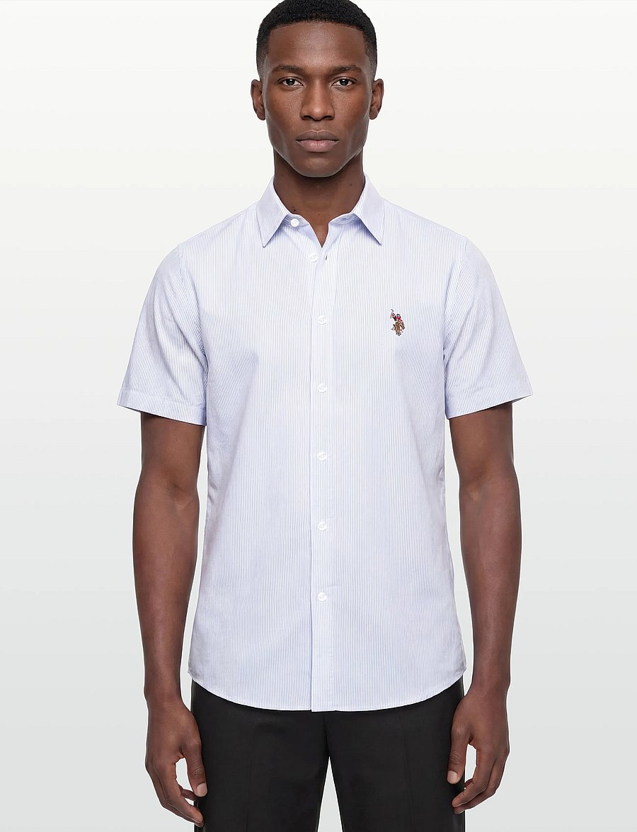 U.S. Polo Assn. - NATAN REG SF USPA M SHIRT - kortærmede skjorter - lt.blue stripe - 3
