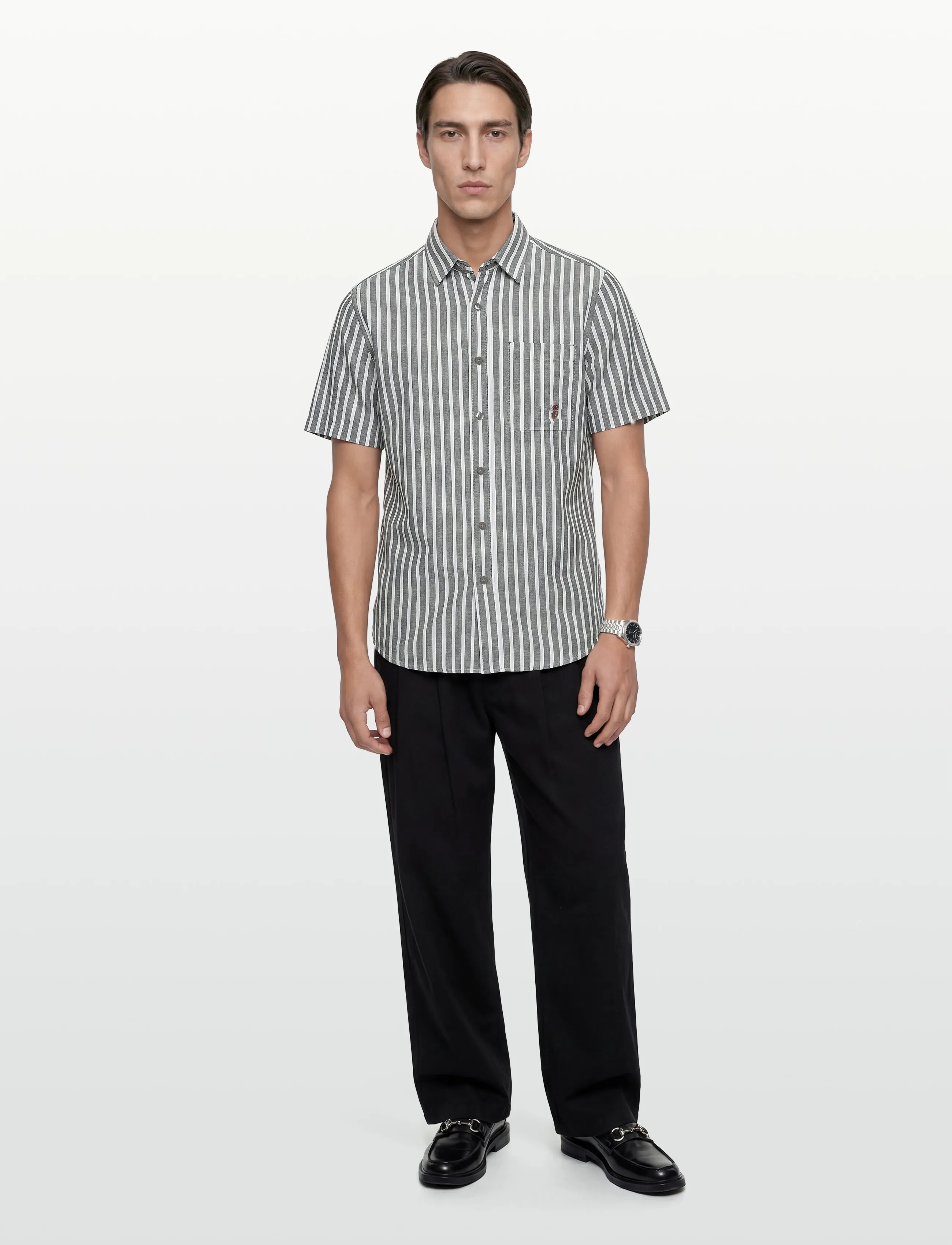 U.S. Polo Assn. MARLI REG COT LI USPA M SHIRT - Leinenbekleidung - 19-0414TCX FOREST NIGHT / grey